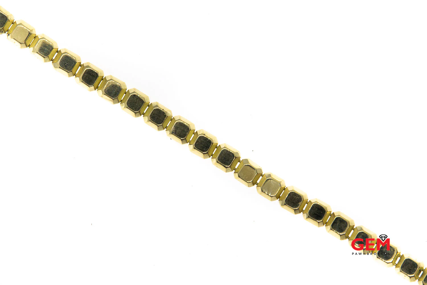 Carelle Designer 4.2mm Cube link Solid 18K 750 Yellow Gold 6.9" Bracelet - Image 6