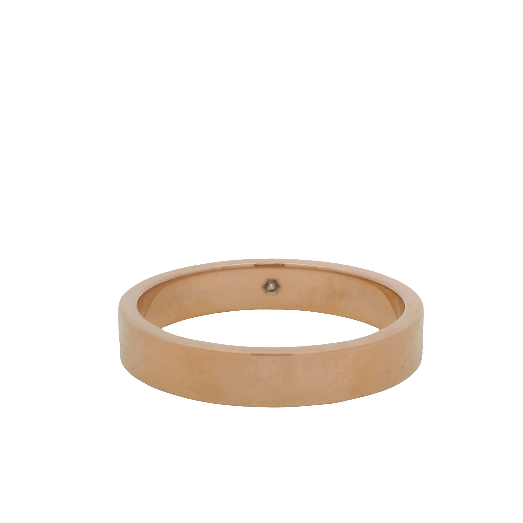 Cartier C de Cartier Solid 18kt Rose Gold 4mm Wedding Band Ring with Diamond Size 9 - Image 4
