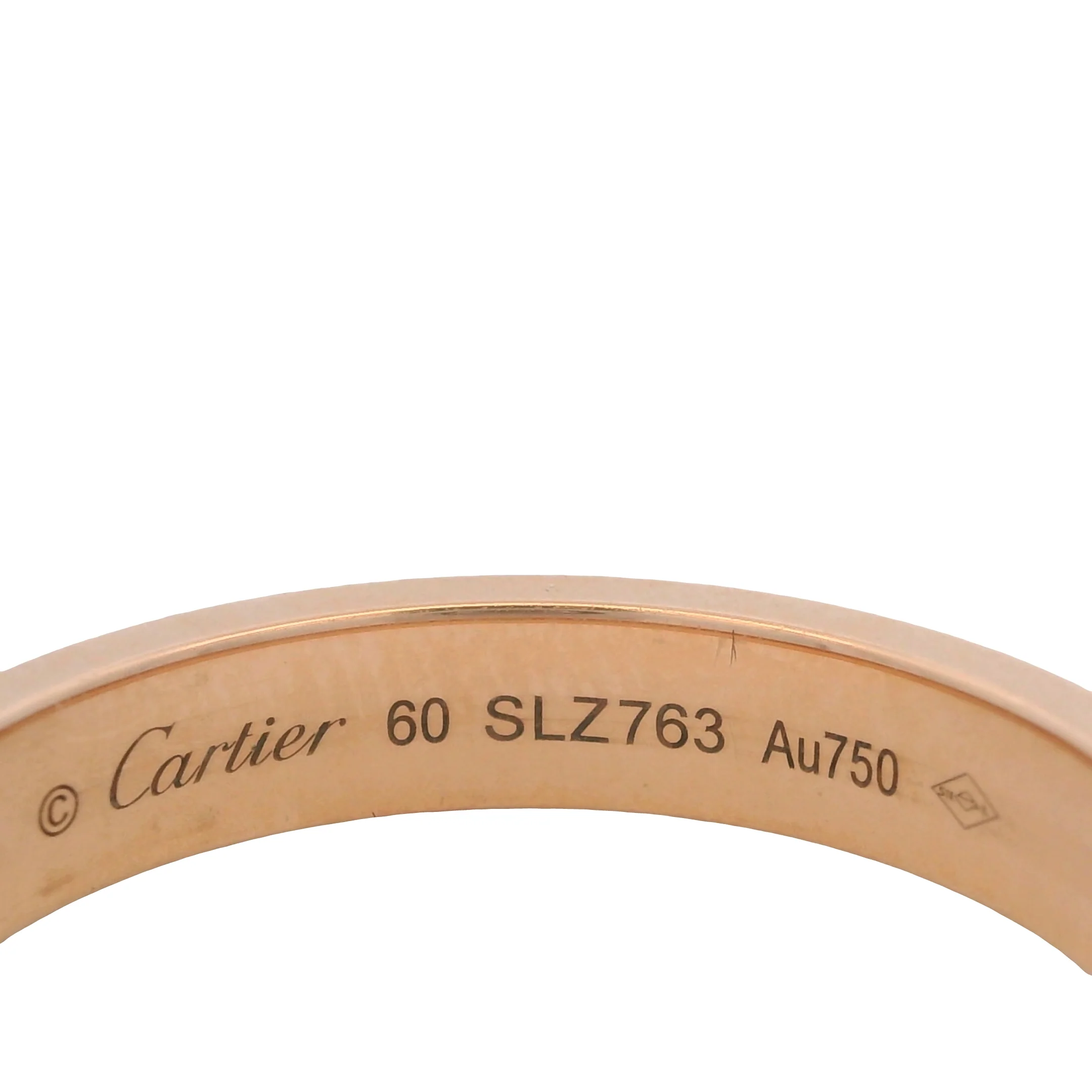 Cartier C de Cartier Solid 18kt Rose Gold 4mm Wedding Band Ring with Diamond Size 9 - Image 5