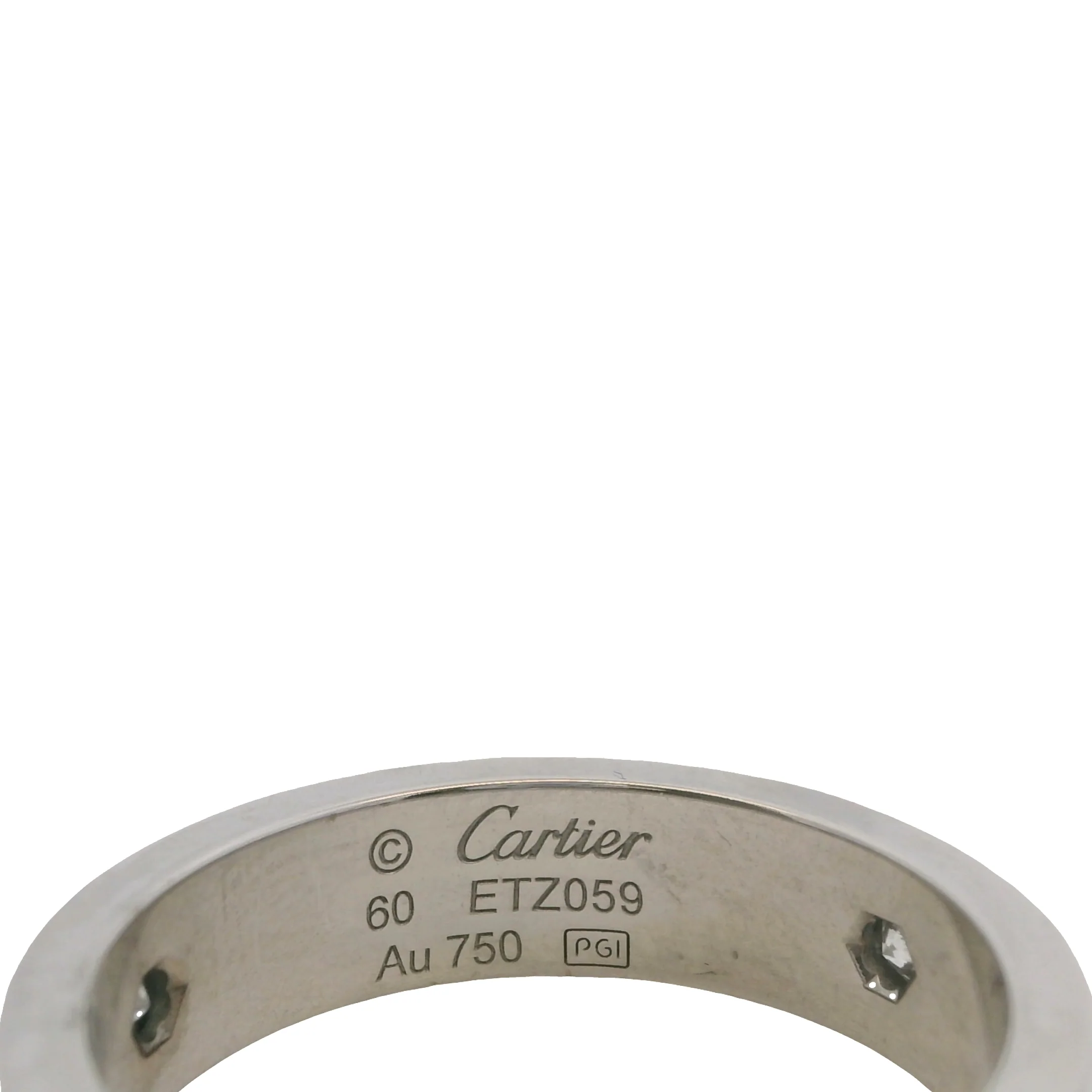 Cartier Solid 18kt White Gold Classic Model 5.5mm Love Ring with 3 Diamonds 0.22ct Size 60 9.25 - Image 6