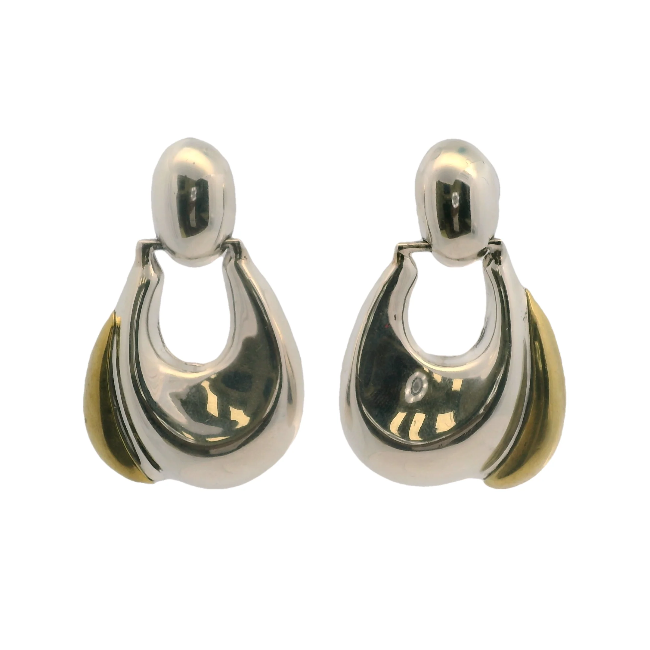 Caton 925 Sterling Silver Mexican Modernist Drop/Dangle Doorknocker Earrings