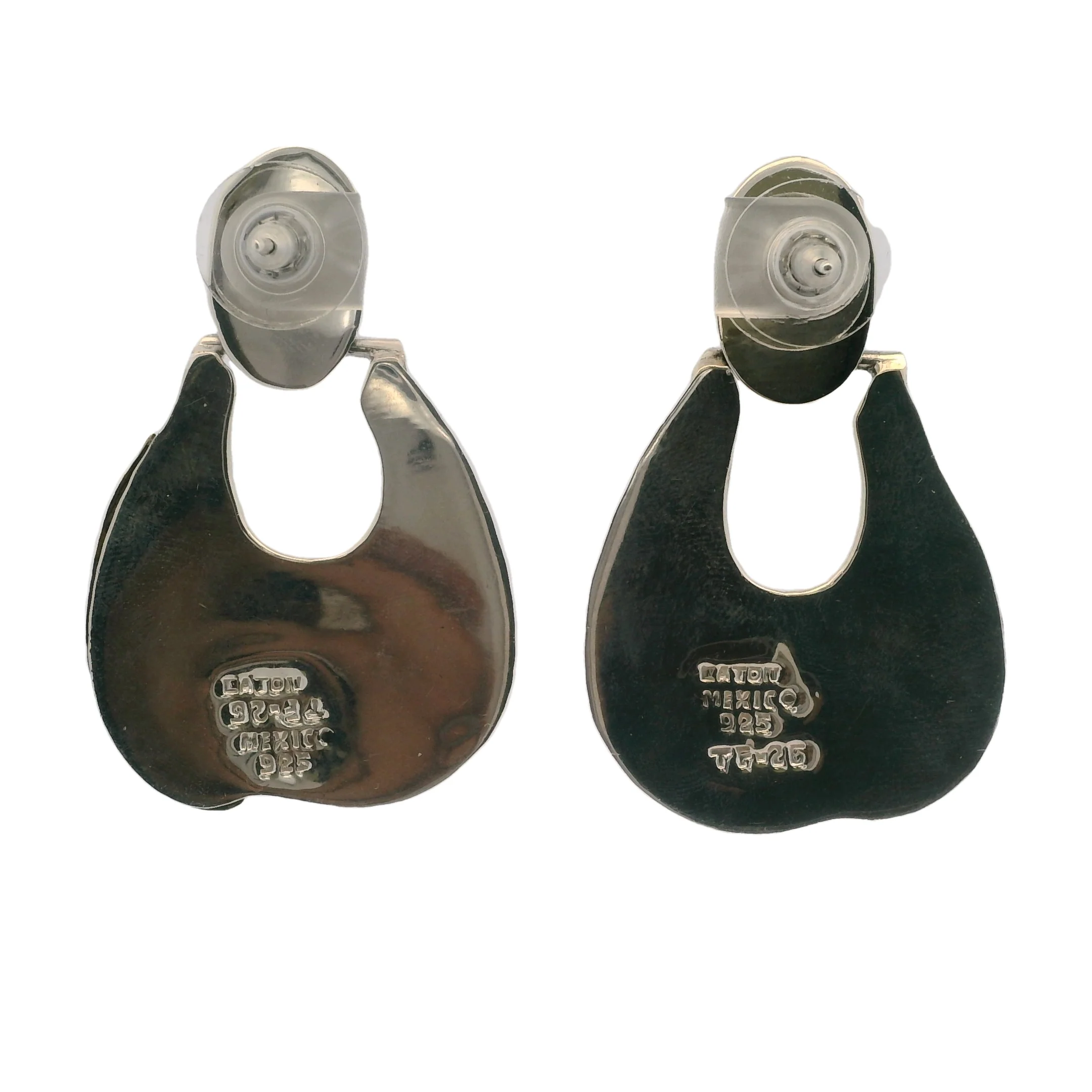 Caton 925 Sterling Silver Mexican Modernist Drop/Dangle Doorknocker Earrings - Image 3