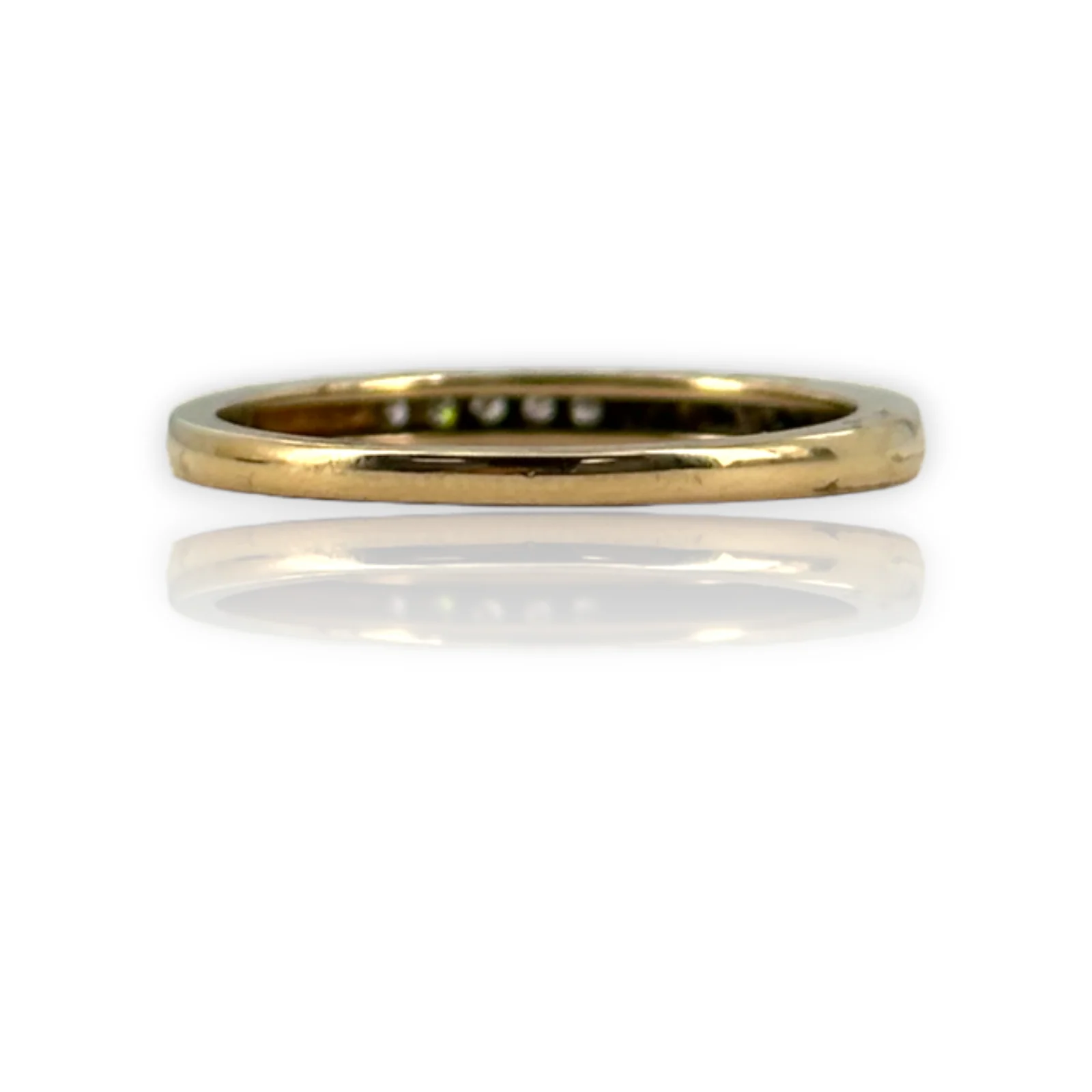 Channel Set Diamond Wedding Anniversary Band Ring White Yellow Gold 14k 585 Size 6 - Image 2