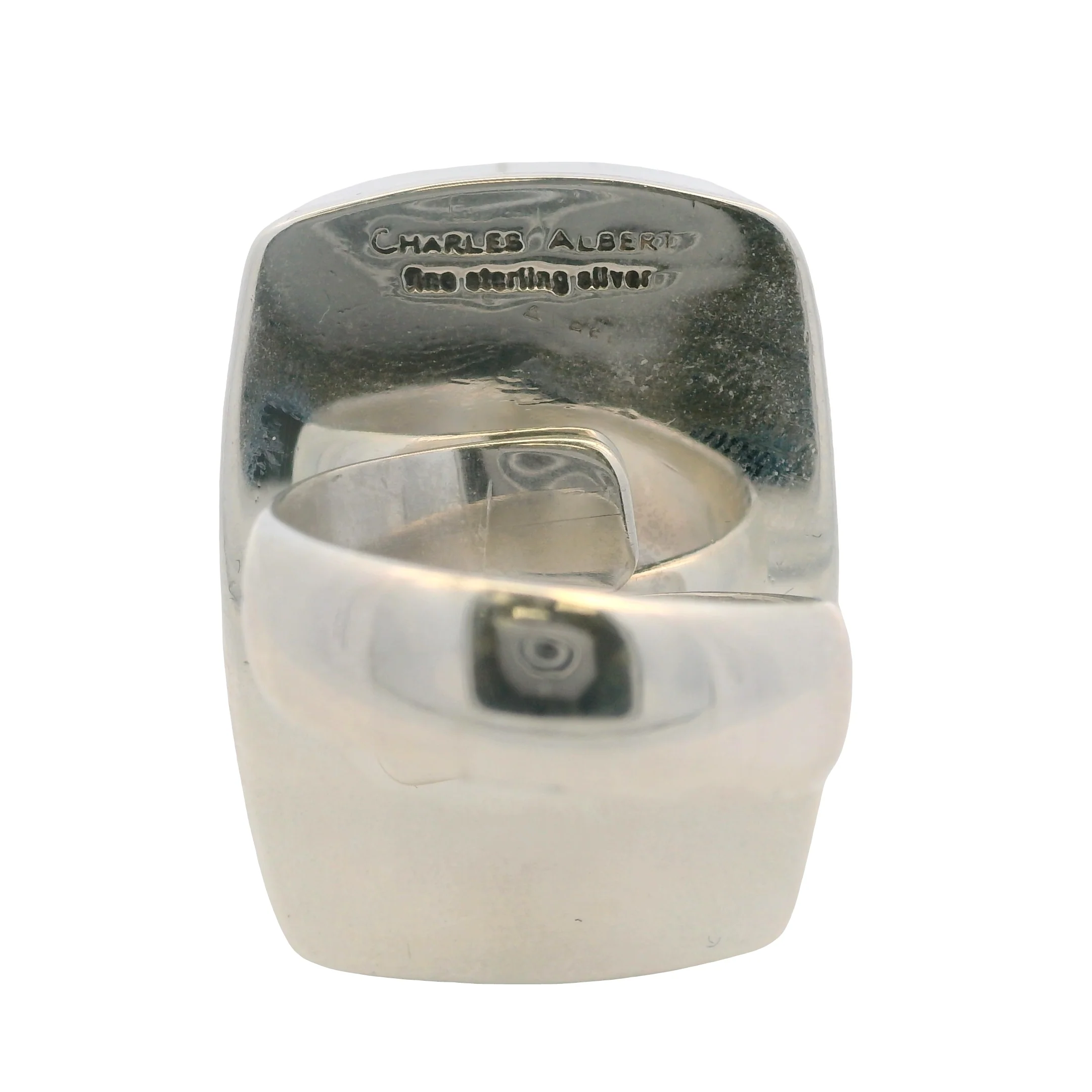 Charles Albert 925 Sterling Silver Large Check-Cut Rutilated Quartz Statement Ring Size 7 - Image 8