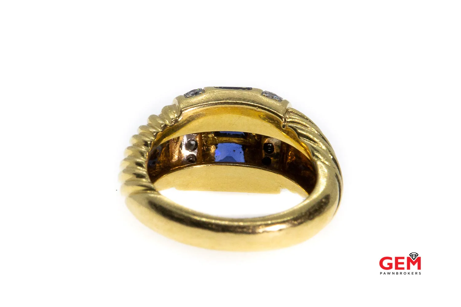 Charles Turi 18 KT Solid Yellow Gold Sapphire Diamond Ring Size 6 - Image 5