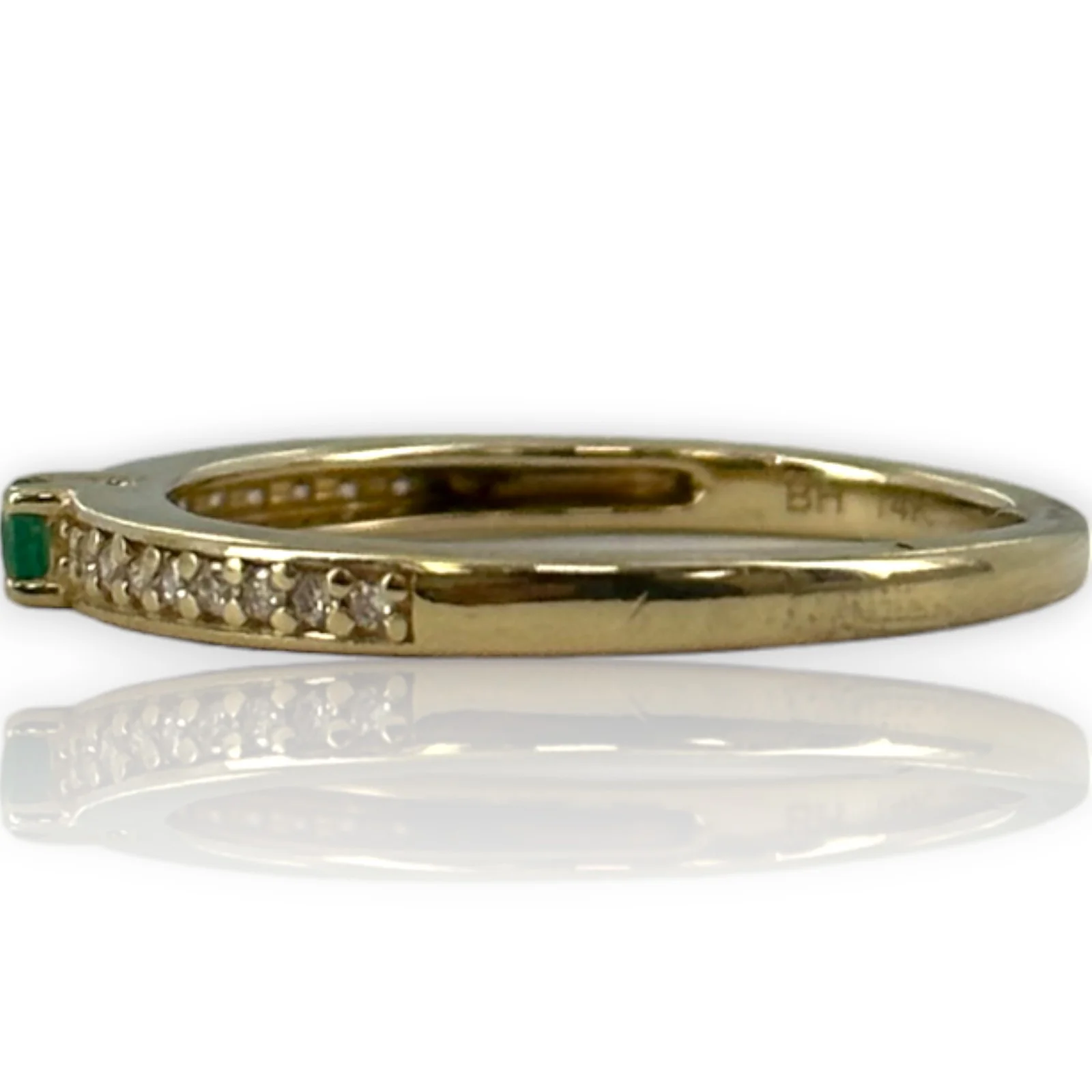 Colombian Emeralds International 14kt Yellow Gold Emerald Solitaire Ring with Diamond Band Size 7 - Image 3