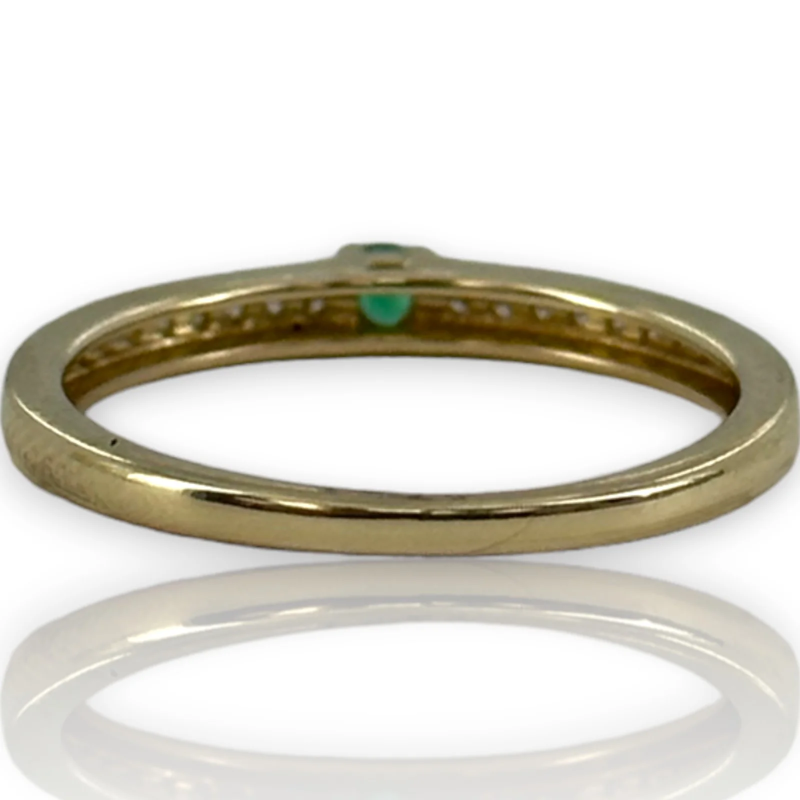 Colombian Emeralds International 14kt Yellow Gold Emerald Solitaire Ring with Diamond Band Size 7 - Image 5