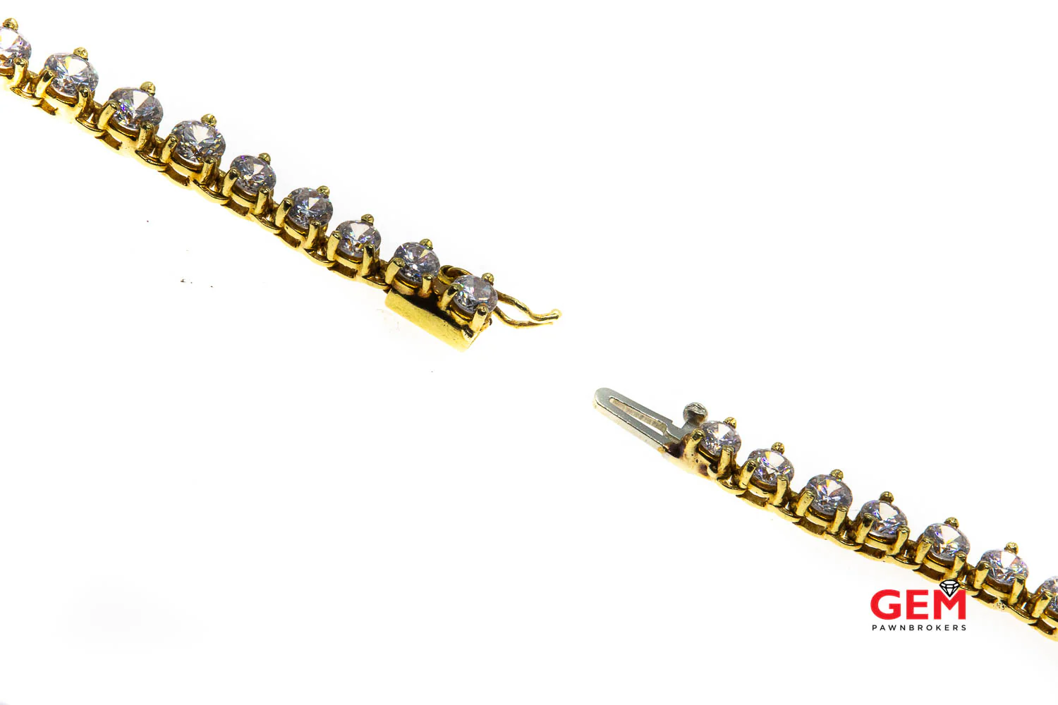 Cubic Zirconia 18k 750 Yellow Gold Graduated CZ Tennis Necklace Chain - Image 6