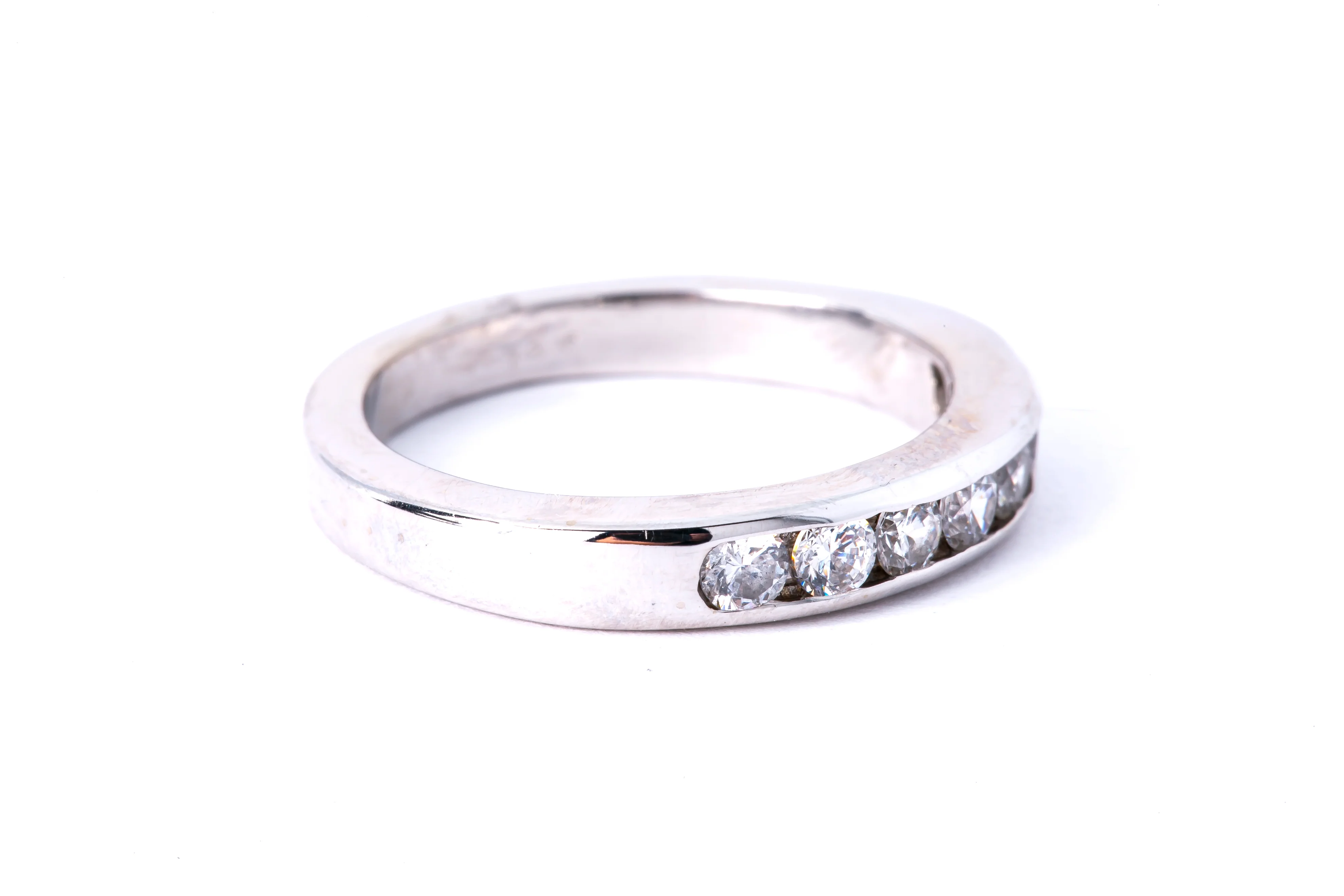 Cubic Zirconia Channel Set Wedding Band 14K 585 White Gold Ring Size 7 1/4 - Image 2