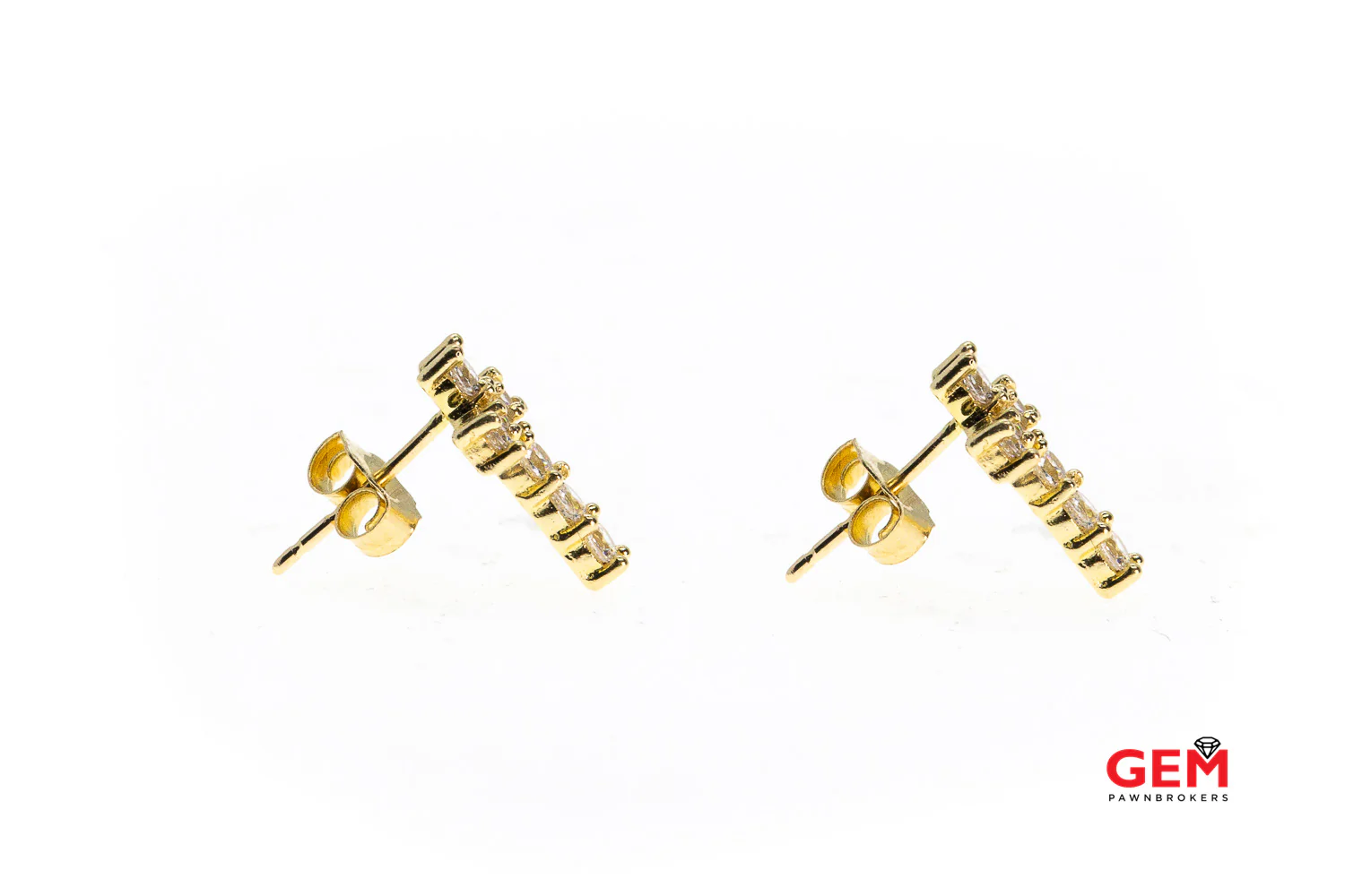 Cubic Zirconia CZ Religious Mini Cross Earrings 14k 585 Yellow Gold - Image 3