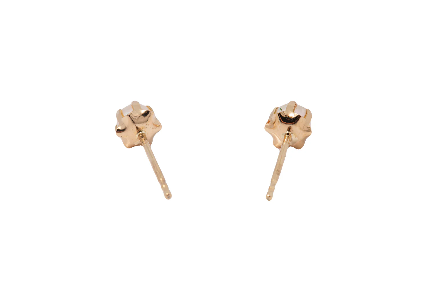 Cultured Pearl Stud Earrings Set in 14k 585 Yellow Gold Push back - Image 3