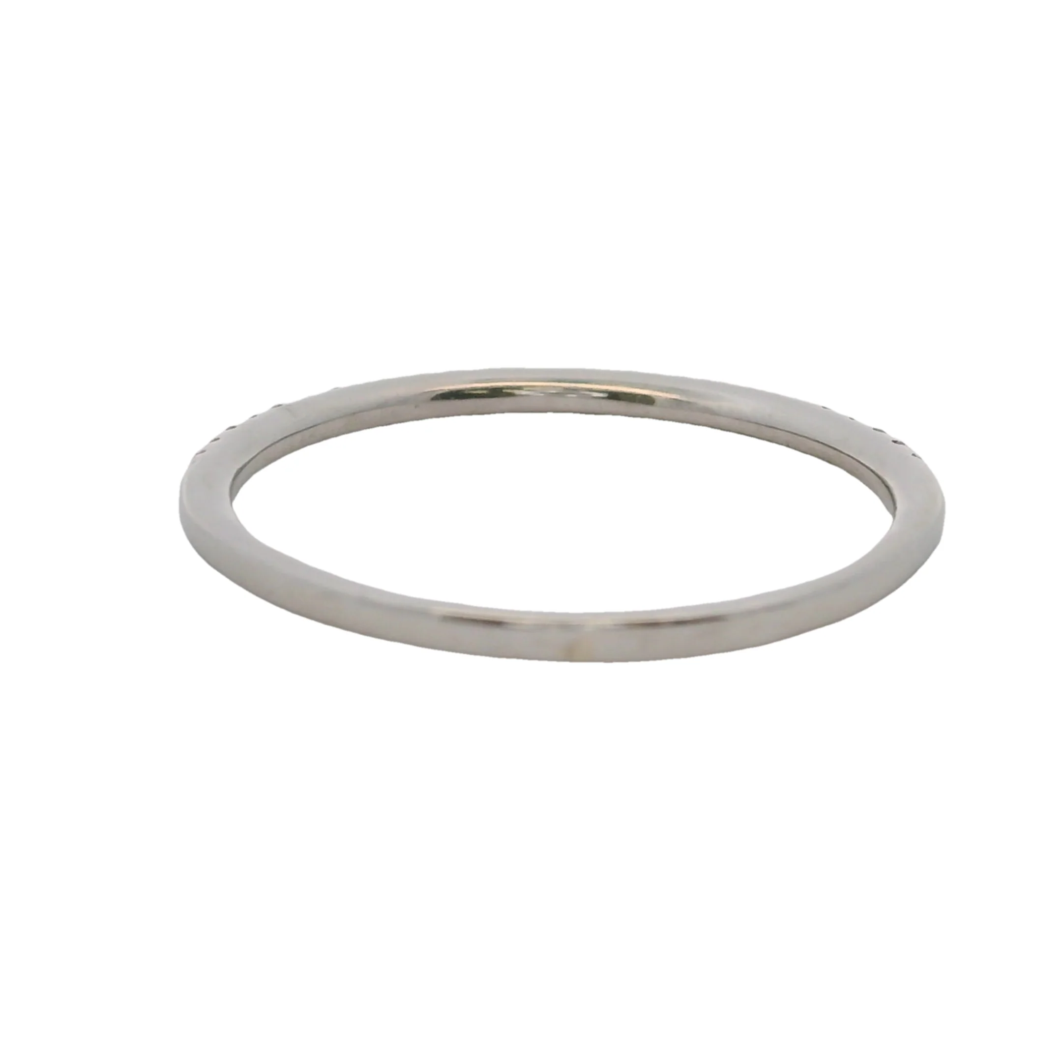 Dainty Solid 14kt White Gold and Diamond 1.2mm Wide Stackable Wedding Band Ring Size 6.75 - Image 4