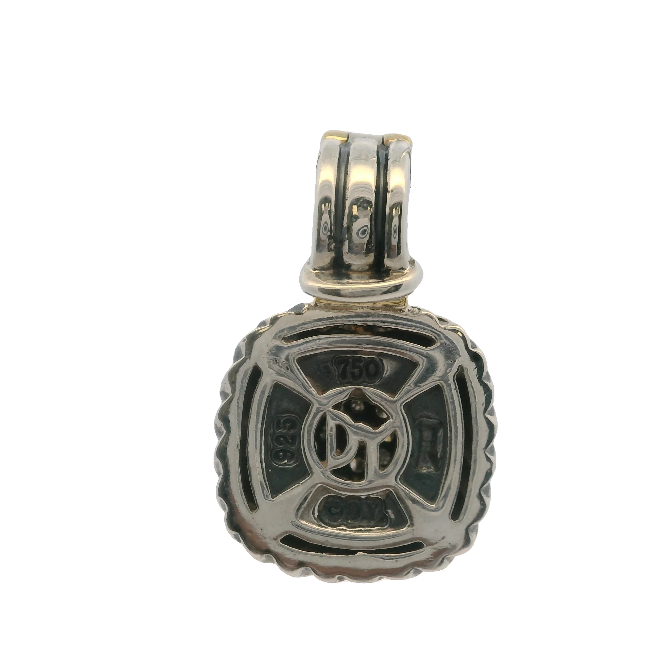 David Yurman 925 Sterling Silver 18kt Yellow Gold Albion Diamond Enhancer Pendant - Image 3