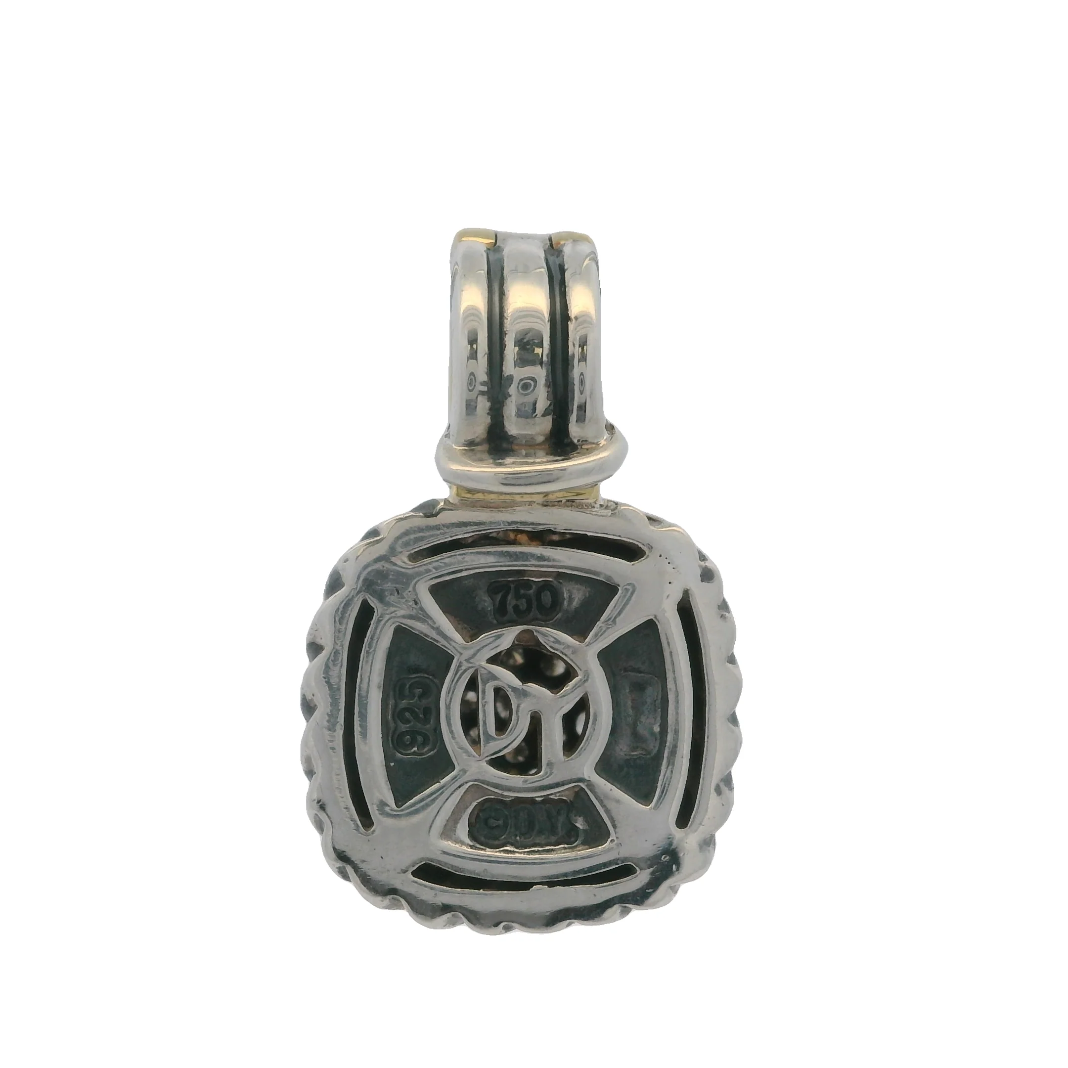 David Yurman 925 Sterling Silver 18kt Yellow Gold Albion Diamond Enhancer Pendant - Image 4