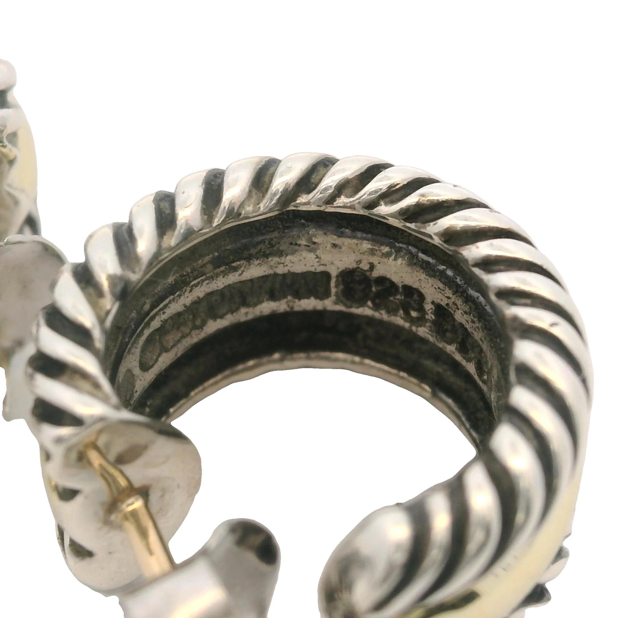 David Yurman Cable Collectibles 925 Sterling and 14k Yellow Gold Huggie Hoops Earrings - Image 10