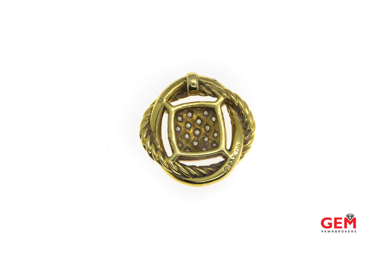David Yurman Crossover Diamond Charm 18K 750 Yellow Gold Pendant - Image 3