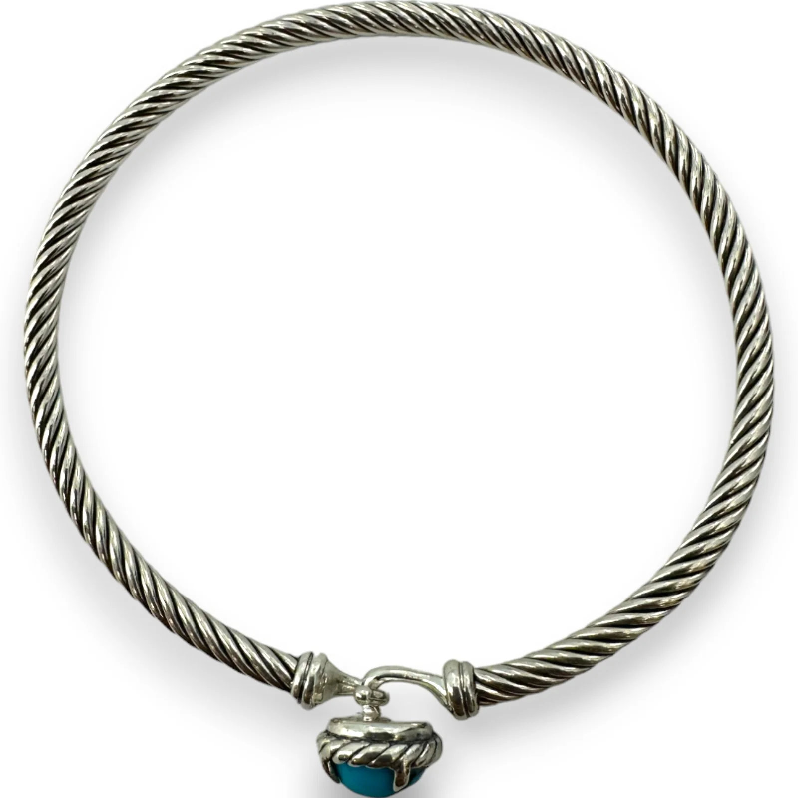 David Yurman DY 925 Sterling Silver Chatelaine® Bracelet with Turquoise Size L 7" - Image 5
