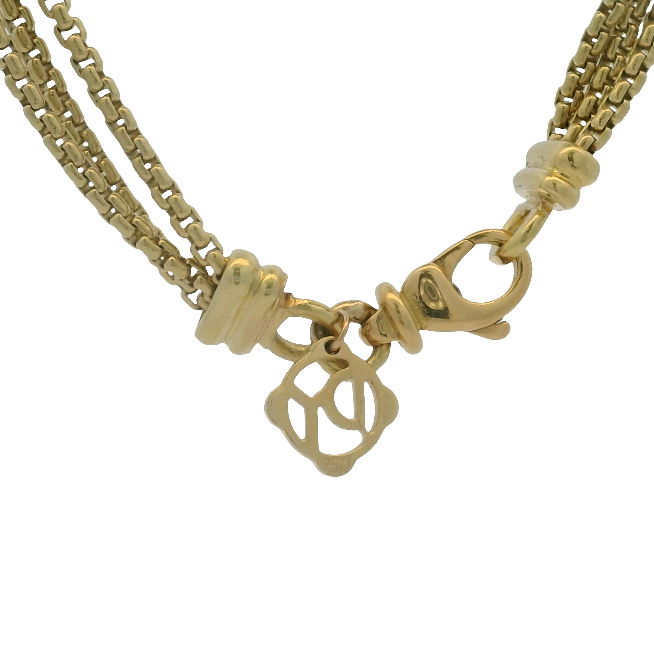 David Yurman Solid 18kt Yellow Gold Multi-Strand Box Chain Pearl and Diamond Lariat Necklace - Image 5