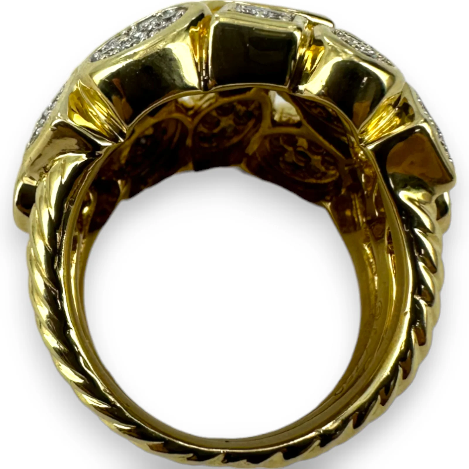 David Yurman Wide Diamond Dome Confetti Ring Yellow Gold 18k 750 Size 6 - Image 5
