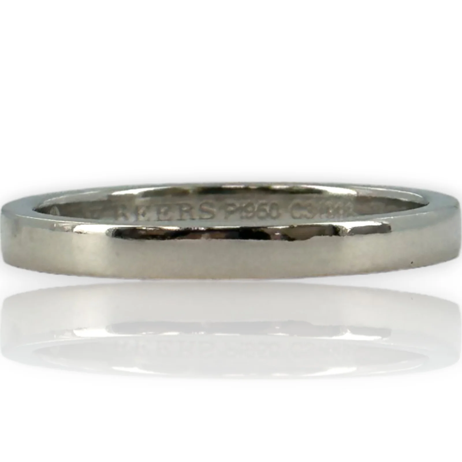 De Beers Classic 950 Platinum 2.2mm Wedding Band Signed with Diamond Inside