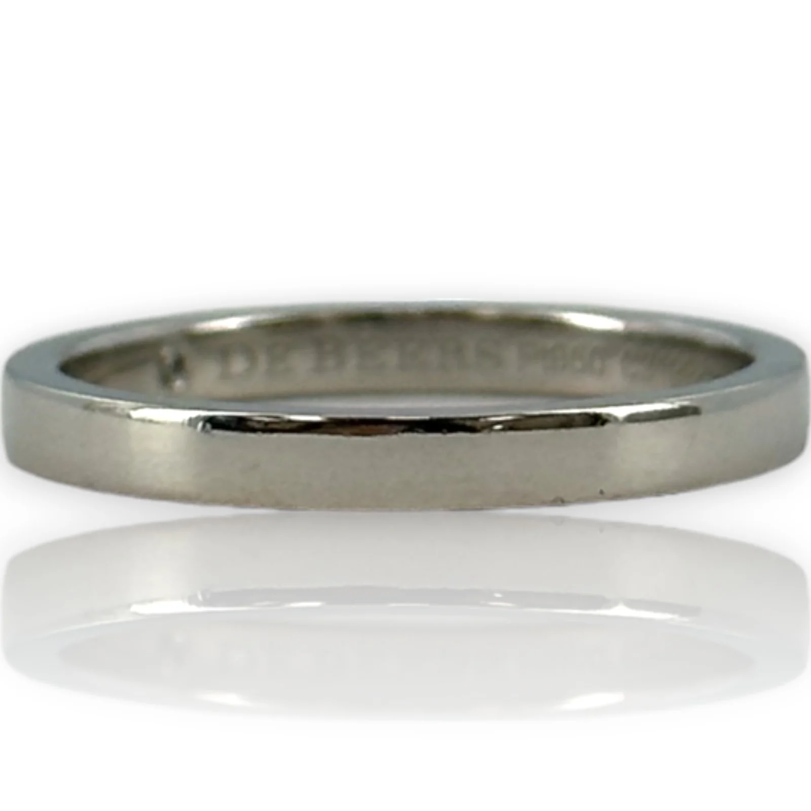 De Beers Classic 950 Platinum 2.2mm Wedding Band Signed with Diamond Inside - Image 2