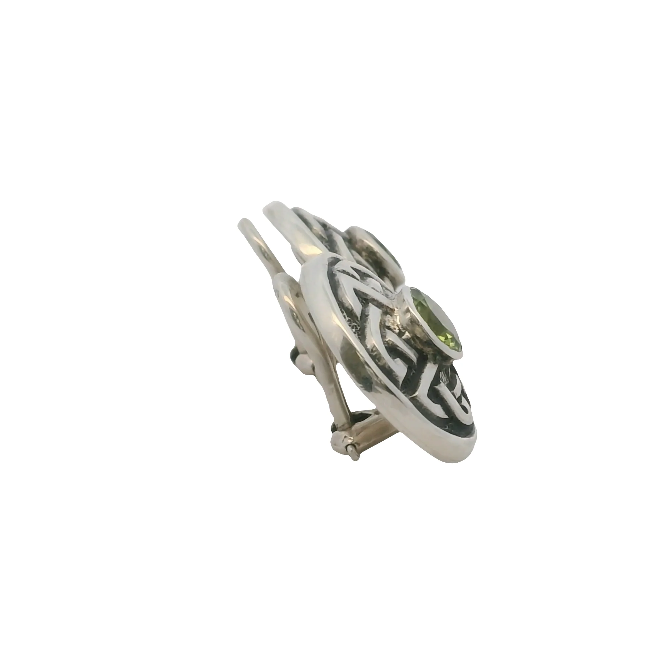 Deborah Armstrong 925 Sterling Silver and Peridot Celtic Knot 19.4mm Circle Clip Earrings - Image 6