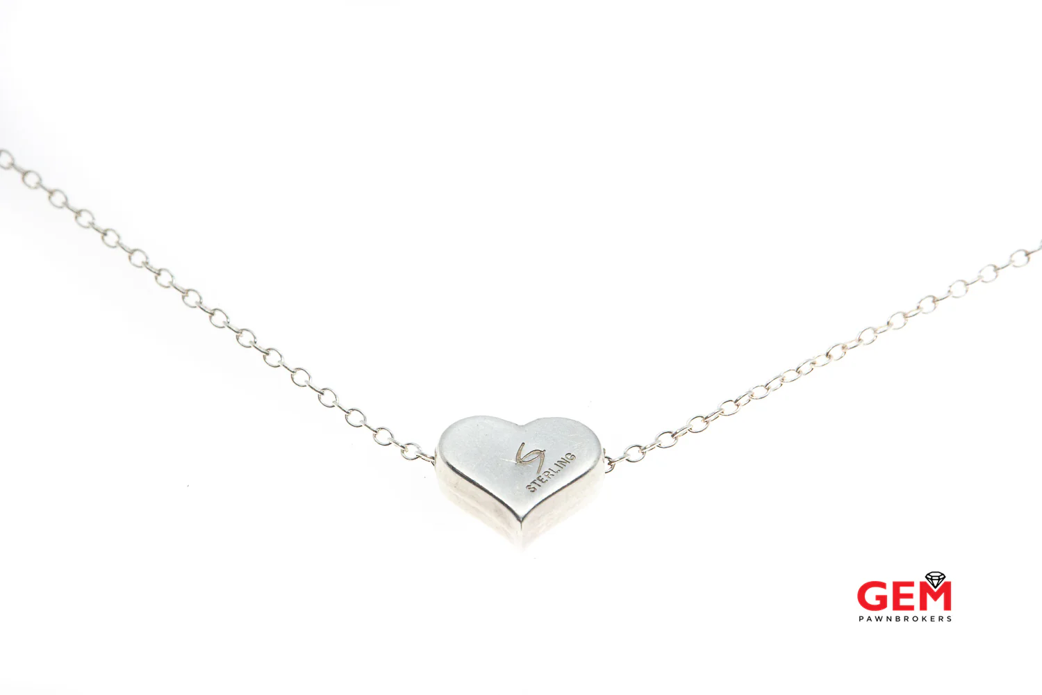 Designer CS Heart Pendant Slider Heart Charm Solid 925 Sterling Silver Chain 20" Necklace - Image 5