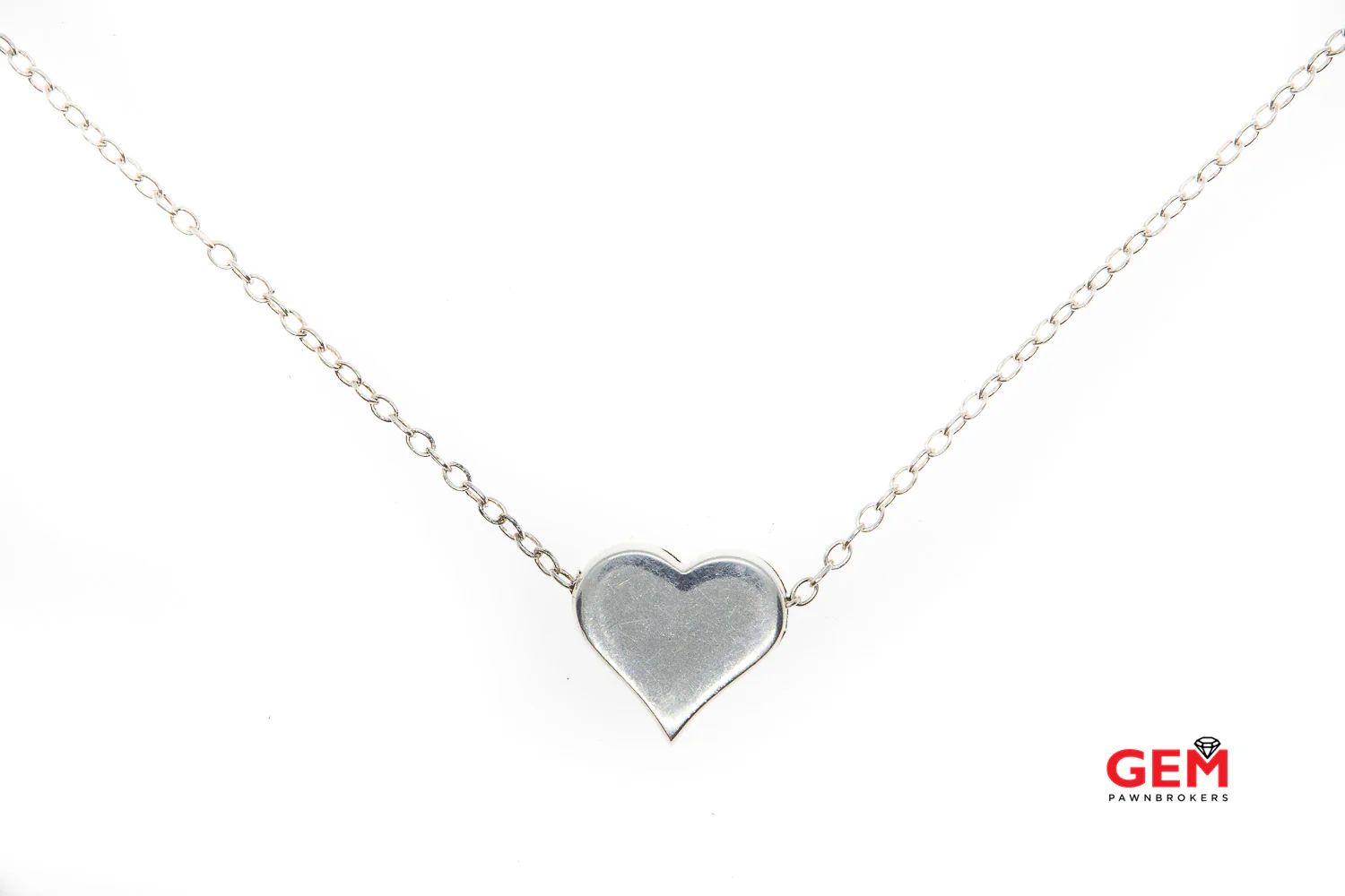 Designer CS Heart Pendant Slider Heart Charm Solid 925 Sterling Silver Chain 20" Necklace - Image 6