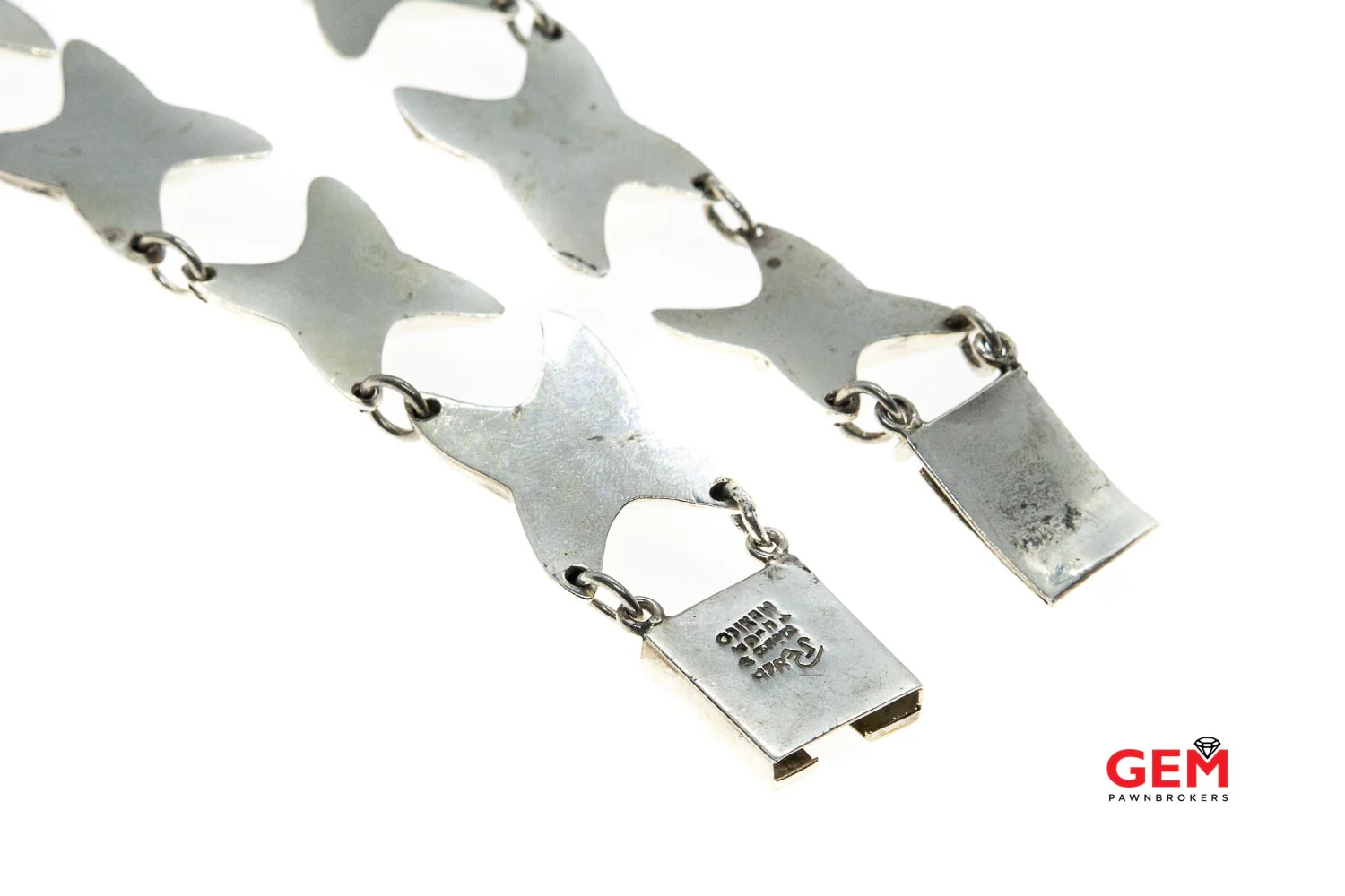 Designer Mexico Large 18mm X Link Stampato 925 Sterling Silver 17" Necklace - Image 4