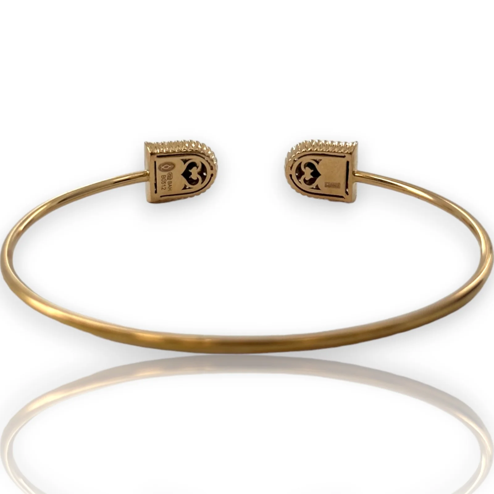 Devji Aurum Malachite and Diamond Thin Flex Cuff Bracelet in 18kt Rose Gold - Image 3
