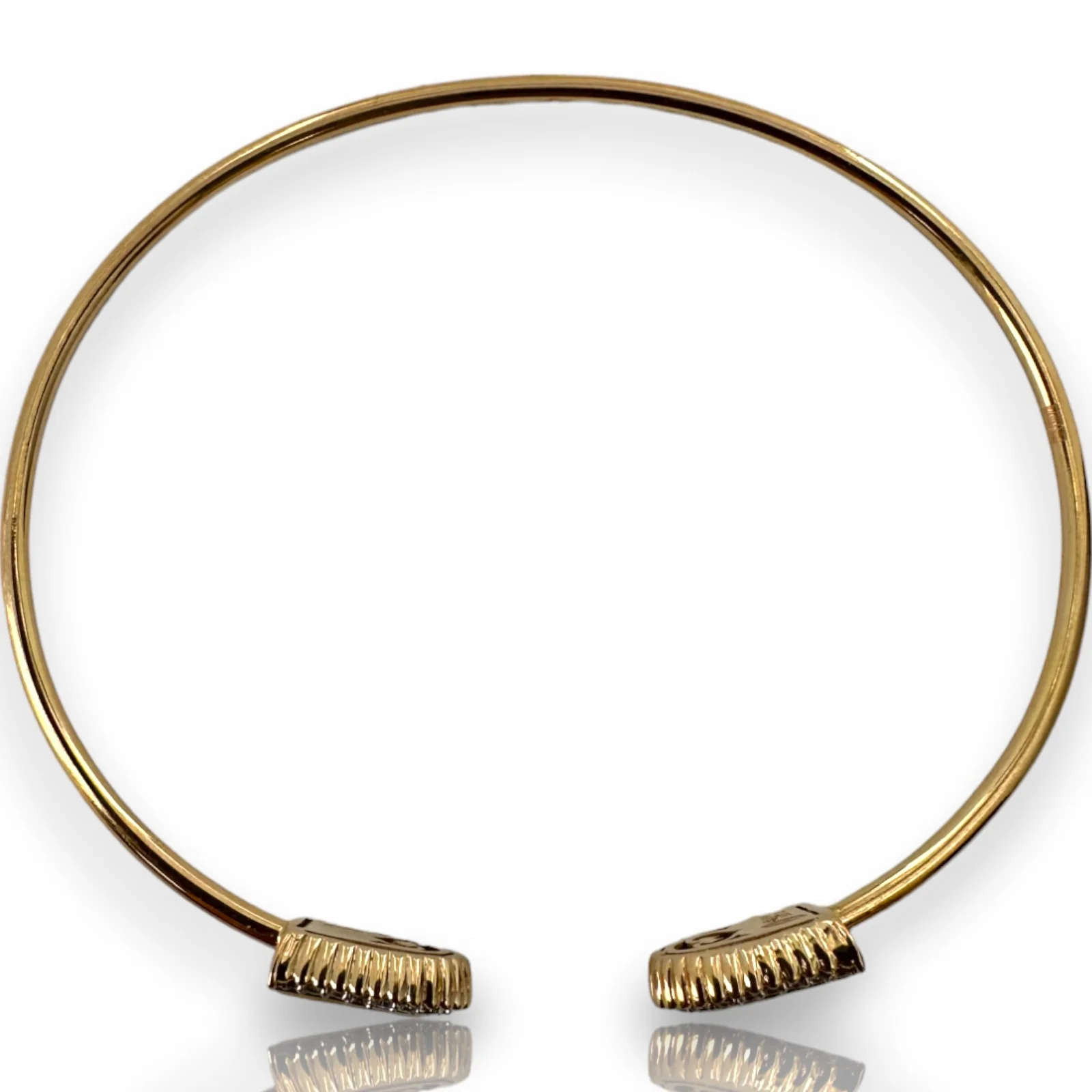 Devji Aurum Malachite and Diamond Thin Flex Cuff Bracelet in 18kt Rose Gold - Image 7
