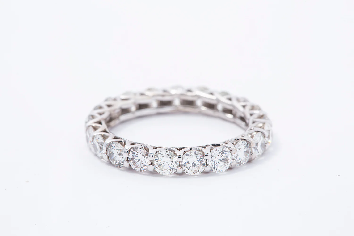 Diamond Anniversary 3mm Eternity Band Solid 14K 585 White Gold Ring Size 7 - Image 2