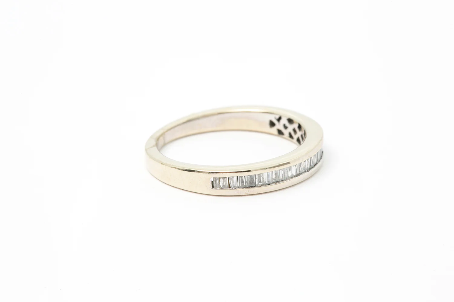 Diamond Baugette Stackable 14k 585 White Gold Wedding Band Ring Size 5.5 - Image 2