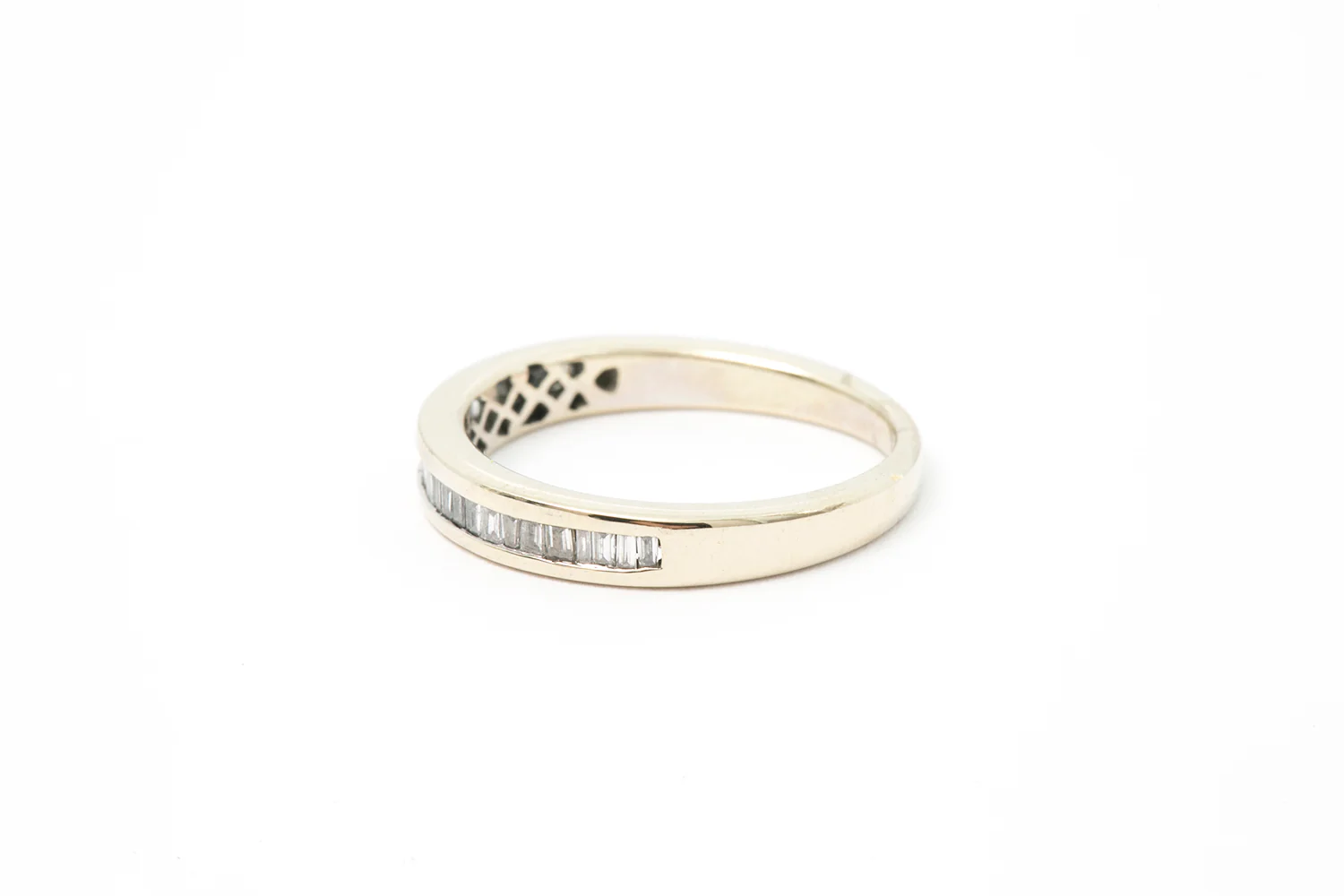 Diamond Baugette Stackable 14k 585 White Gold Wedding Band Ring Size 5.5 - Image 3
