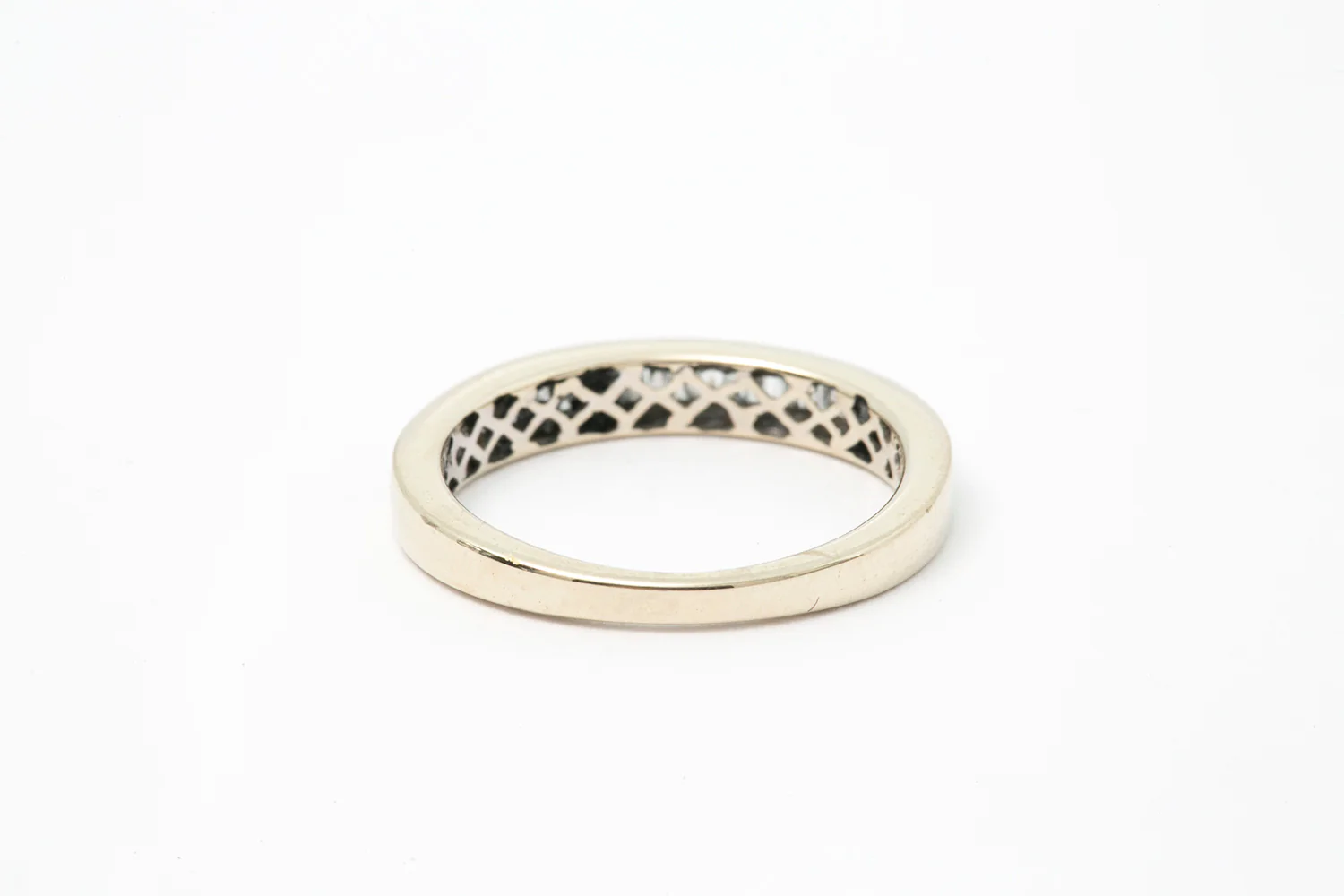 Diamond Baugette Stackable 14k 585 White Gold Wedding Band Ring Size 5.5 - Image 4