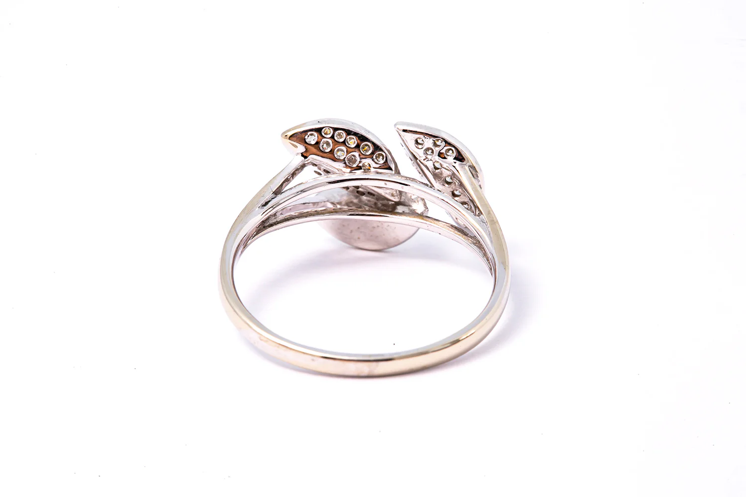 Diamond Flower Petal Leaf 14k 585 White Gold Cluster Ring Size 6.5 - Image 4