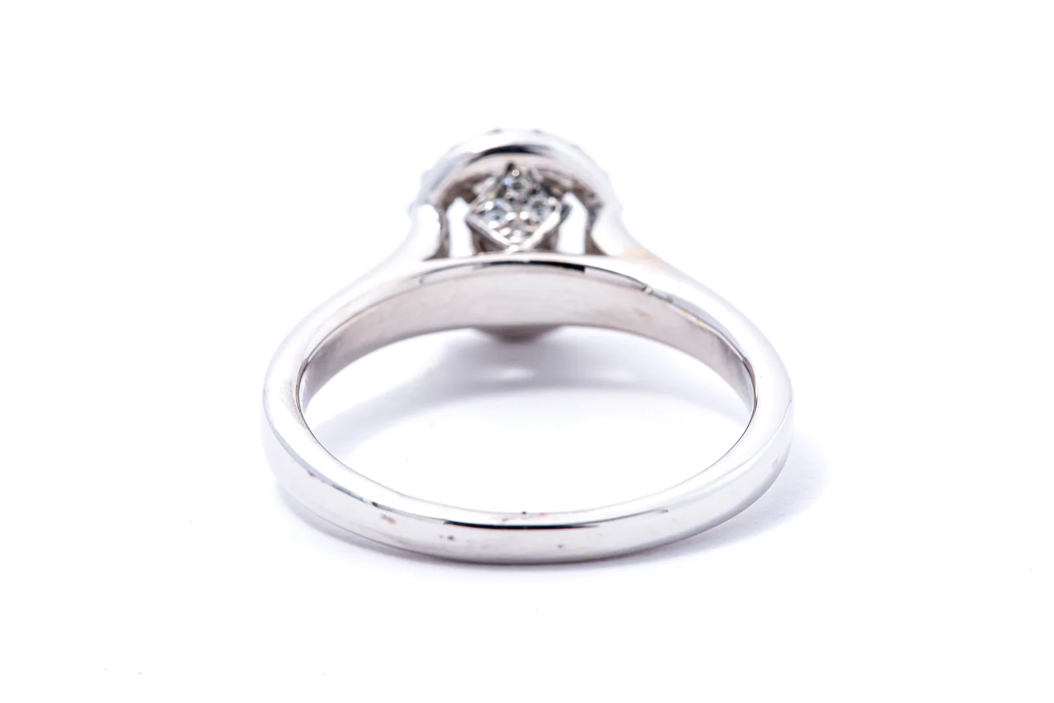 Diamond Halo Accent Engagement Band 14K 585 White Gold Ring Size 7 1/2 - Image 3