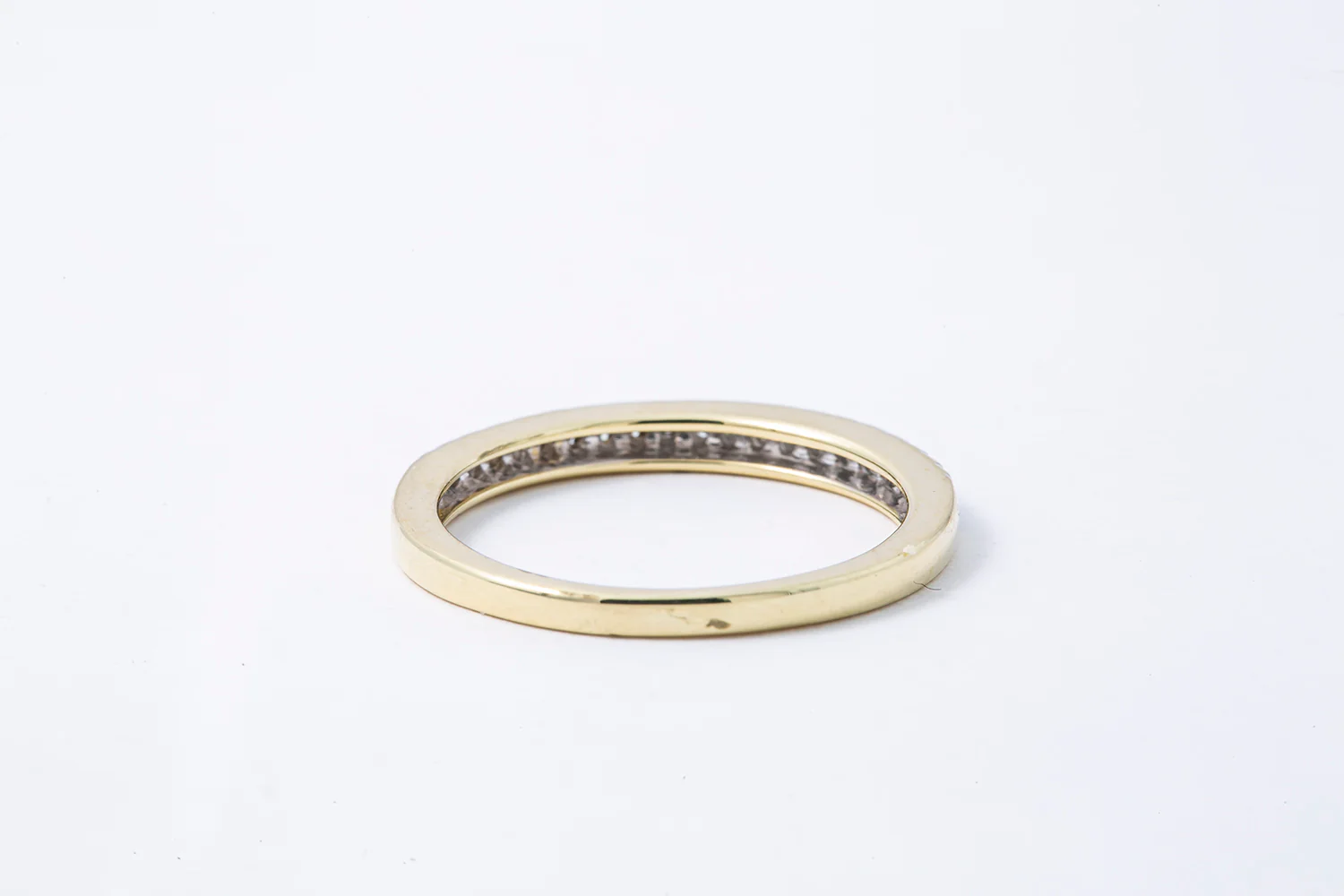 Diamond Line 2mm Anniversary Band 14K 585 Yellow Gold Ring Size 7 1/4 - Image 2