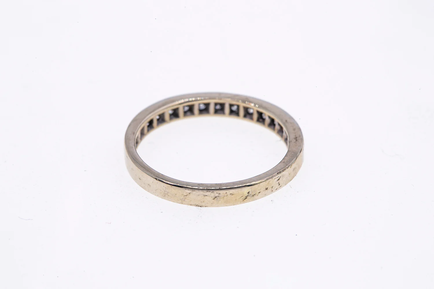 Diamond Line Channel Set Stackable Band 14K 585 White Gold Ring Size 6 3/4 - Image 4