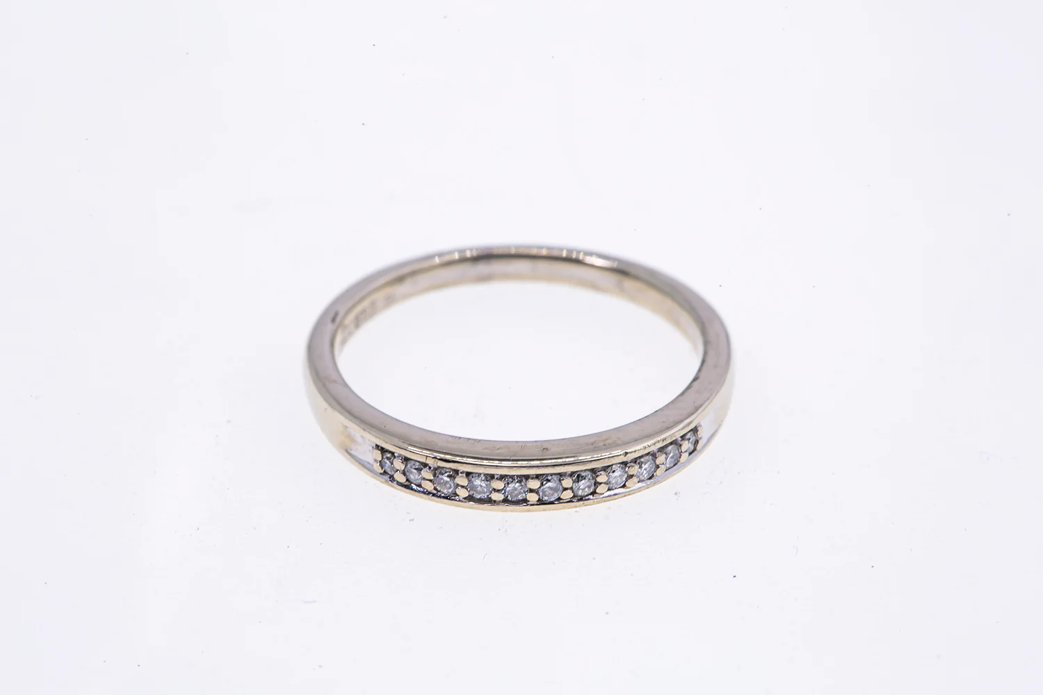 Diamond Line Half Eternity 3mm Wedding Band 14K 585 White Gold Ring Size 7