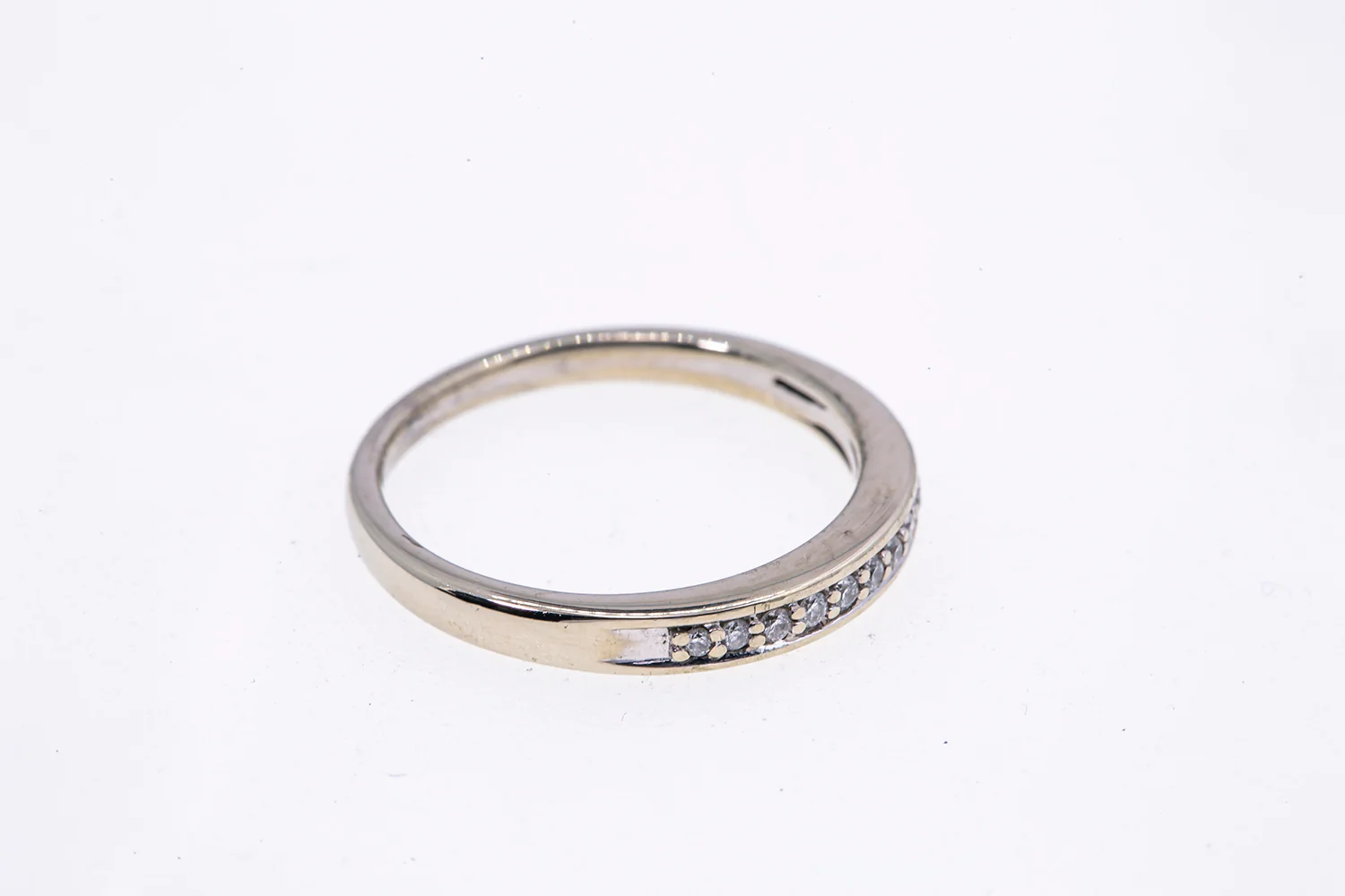Diamond Line Half Eternity 3mm Wedding Band 14K 585 White Gold Ring Size 7 - Image 3