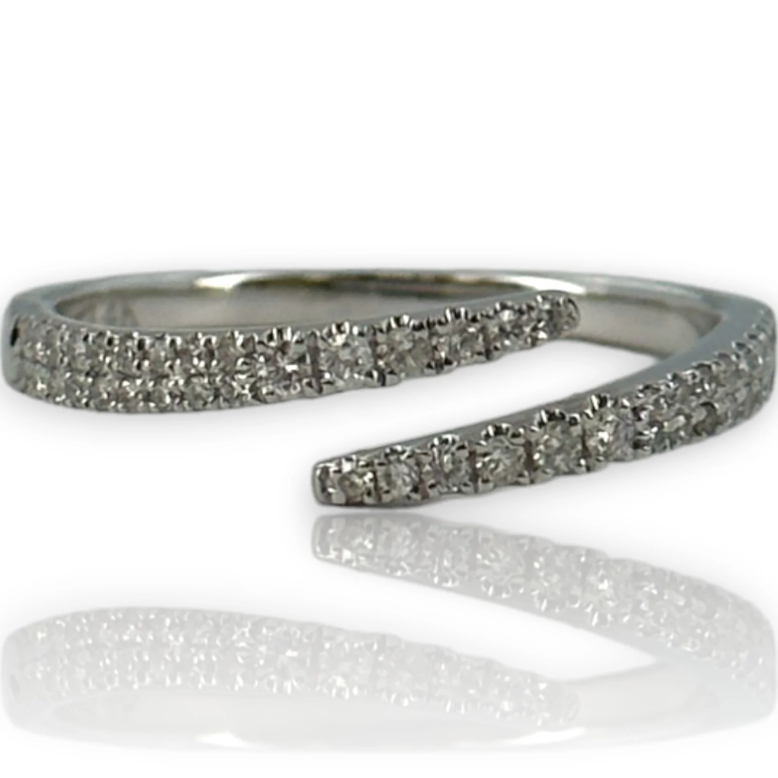Diamond Spiral Wrap Accent Stacking Ring Size 6.75 14kt White Gold - Image 2