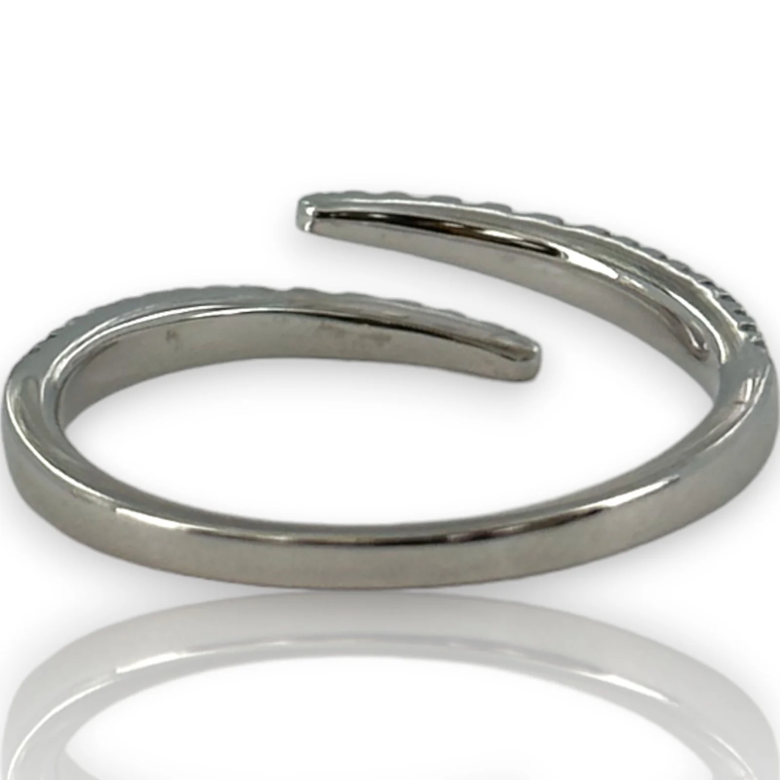 Diamond Spiral Wrap Accent Stacking Ring Size 6.75 14kt White Gold - Image 4