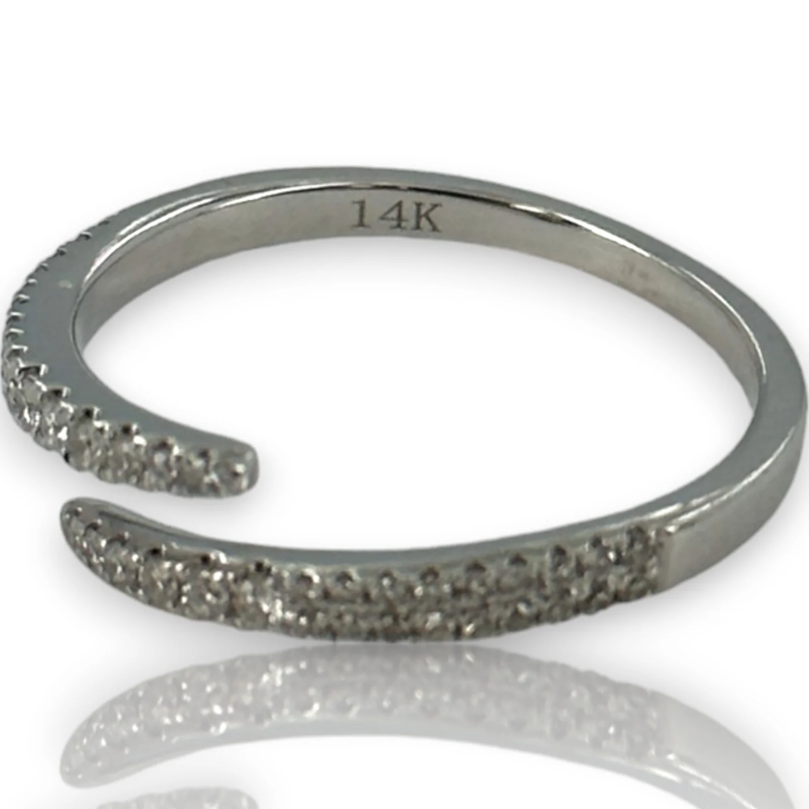 Diamond Spiral Wrap Accent Stacking Ring Size 6.75 14kt White Gold - Image 7