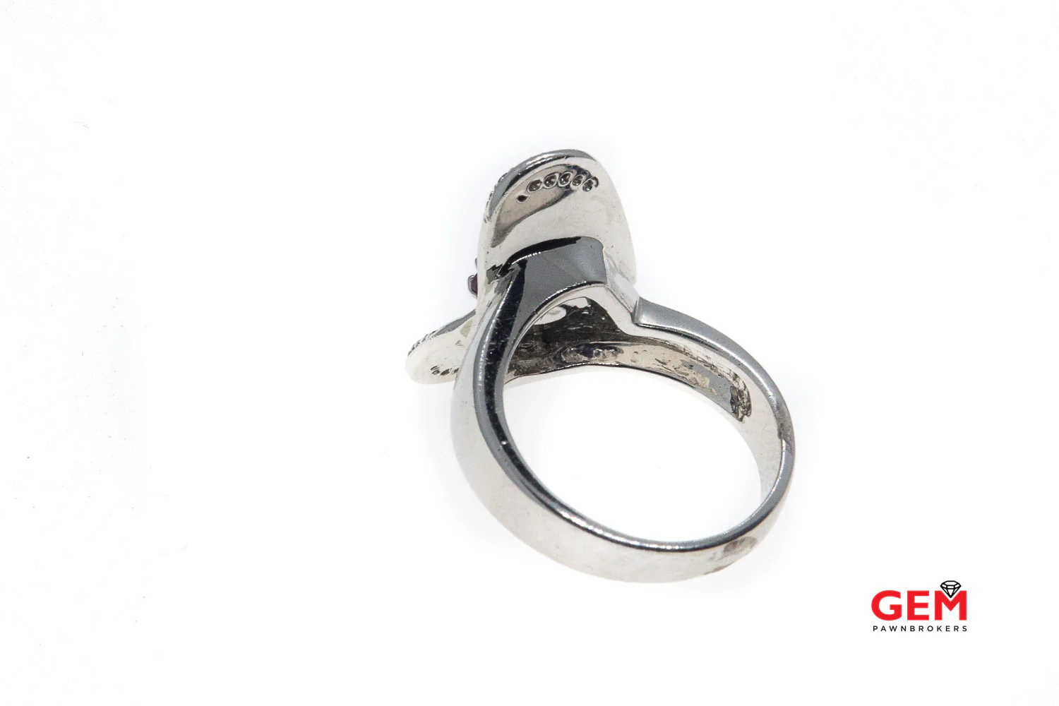 Diamond Tourmaline Heart Solid 14k 585 White Gold Ring Size 7 - Image 2