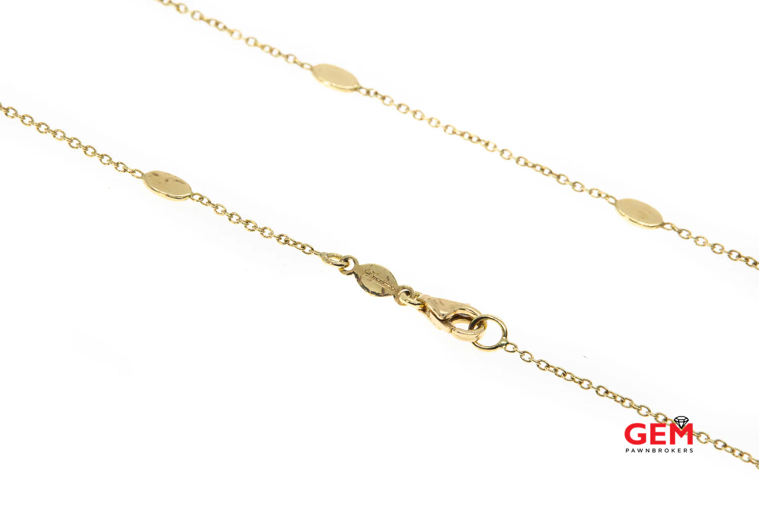 Dyadema Station Infinity Pendant Cubic Zirconia 14K 585 Yellow Gold 19" Necklace - Image 3