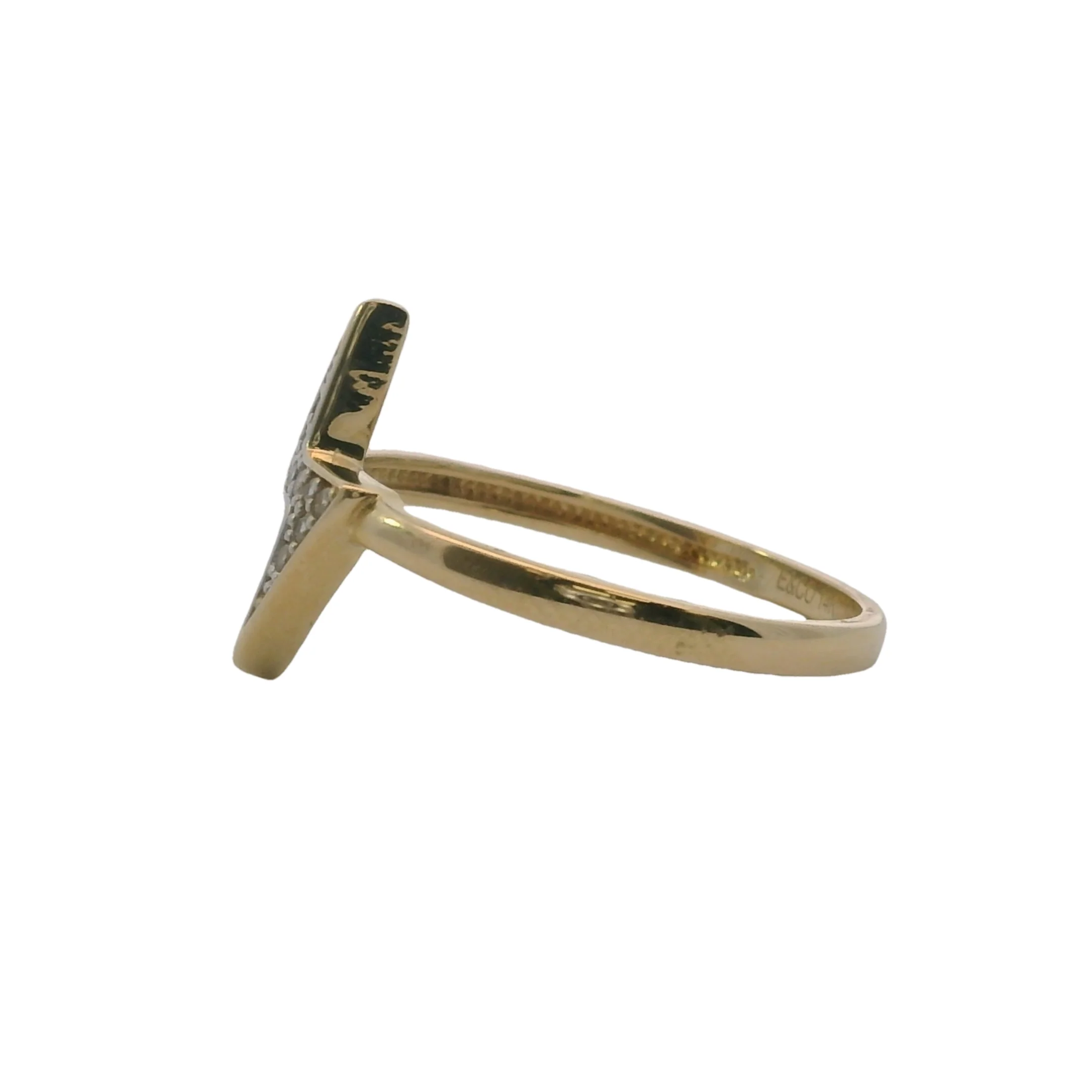 E&Co Solid 14kt Yellow Gold and CZ Lightning Bolt Ring Size 6.5 - Image 2