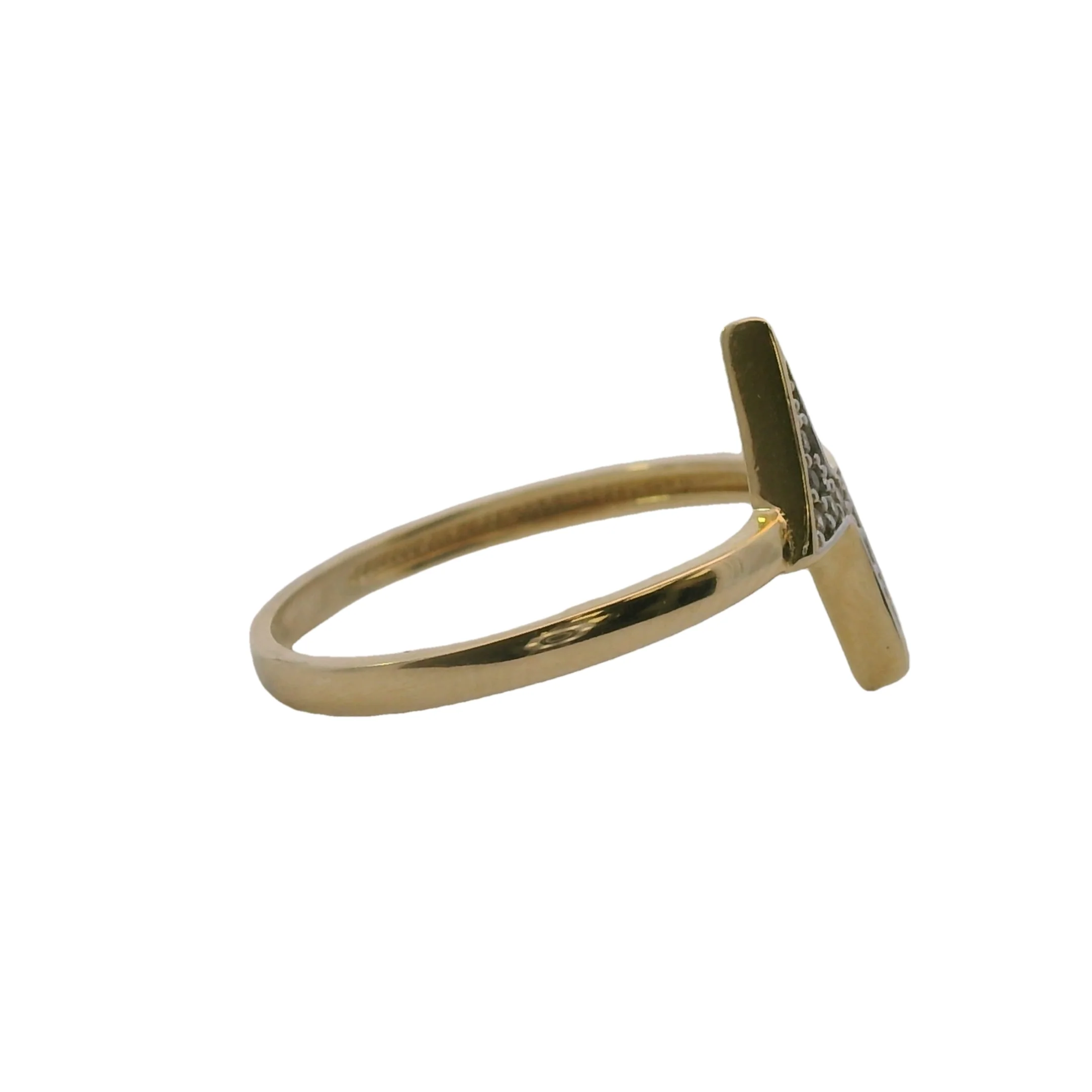 E&Co Solid 14kt Yellow Gold and CZ Lightning Bolt Ring Size 6.5 - Image 3