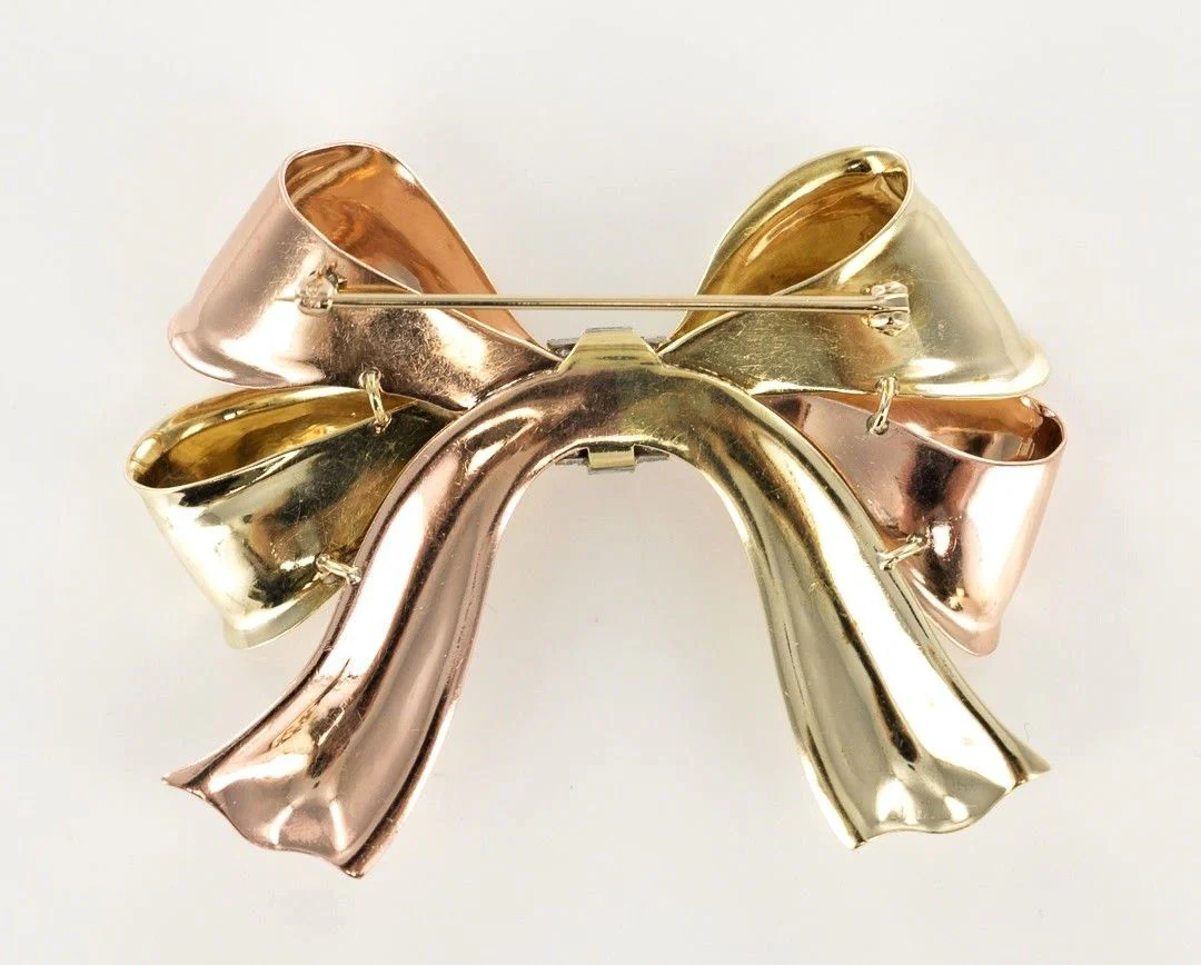 Eckfedt & Ackley 14KT Gold Diamond Pink Sapphire Two Tone Brooch - Image 3