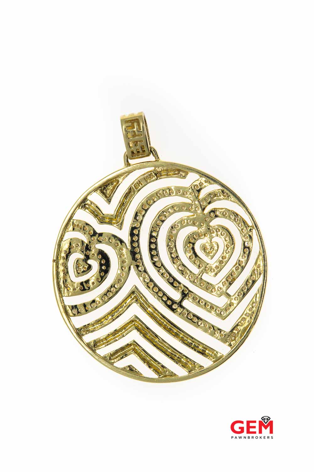 EFFY 14k Diamond Yellow Gold 585 Motif Open Heart Charm Pendant - Image 3